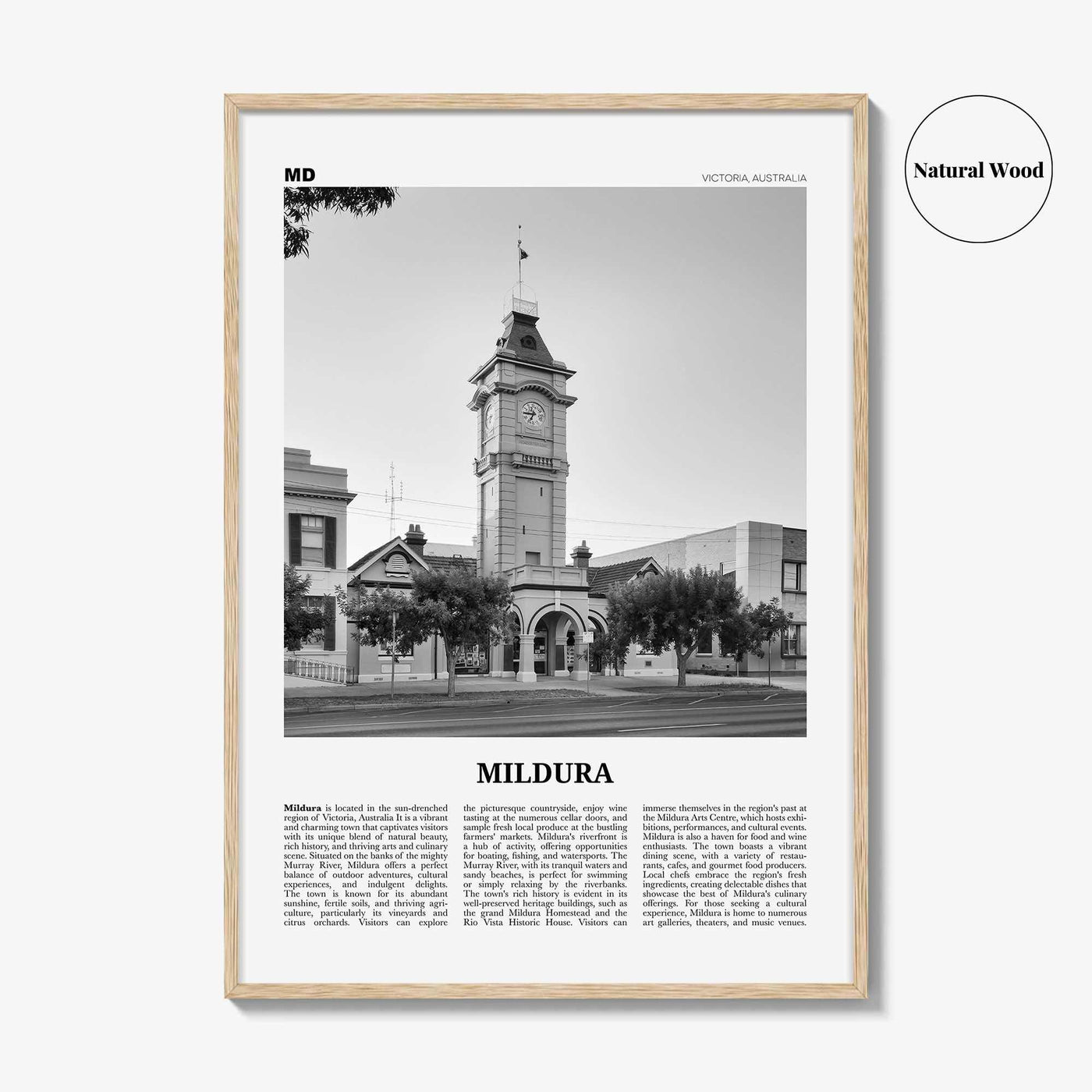 Mildura Print Black and White, Mildura Wall Art, Mildura Poster, Mildura Photo, Mildura Wall Décor, Mildura Map, Australia