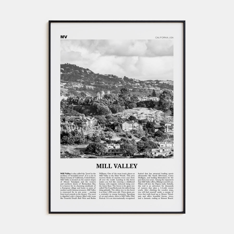 Mill Valley Travel B&W Poster