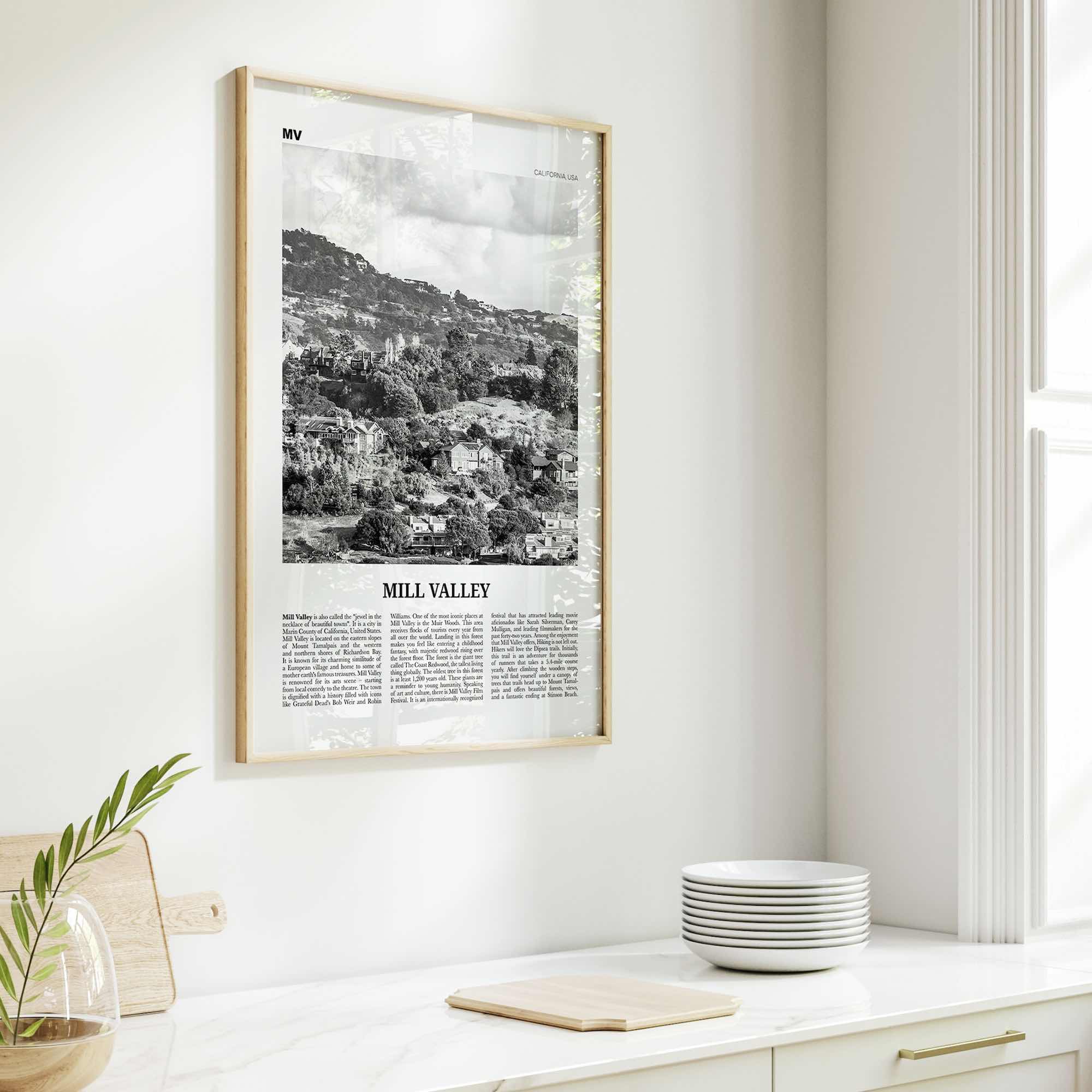 Mill Valley Print Black and White, Mill Valley Wall Art, Mill Valley Poster, Mill Valley Photo, Mill Valley Wall Décor, California, USA