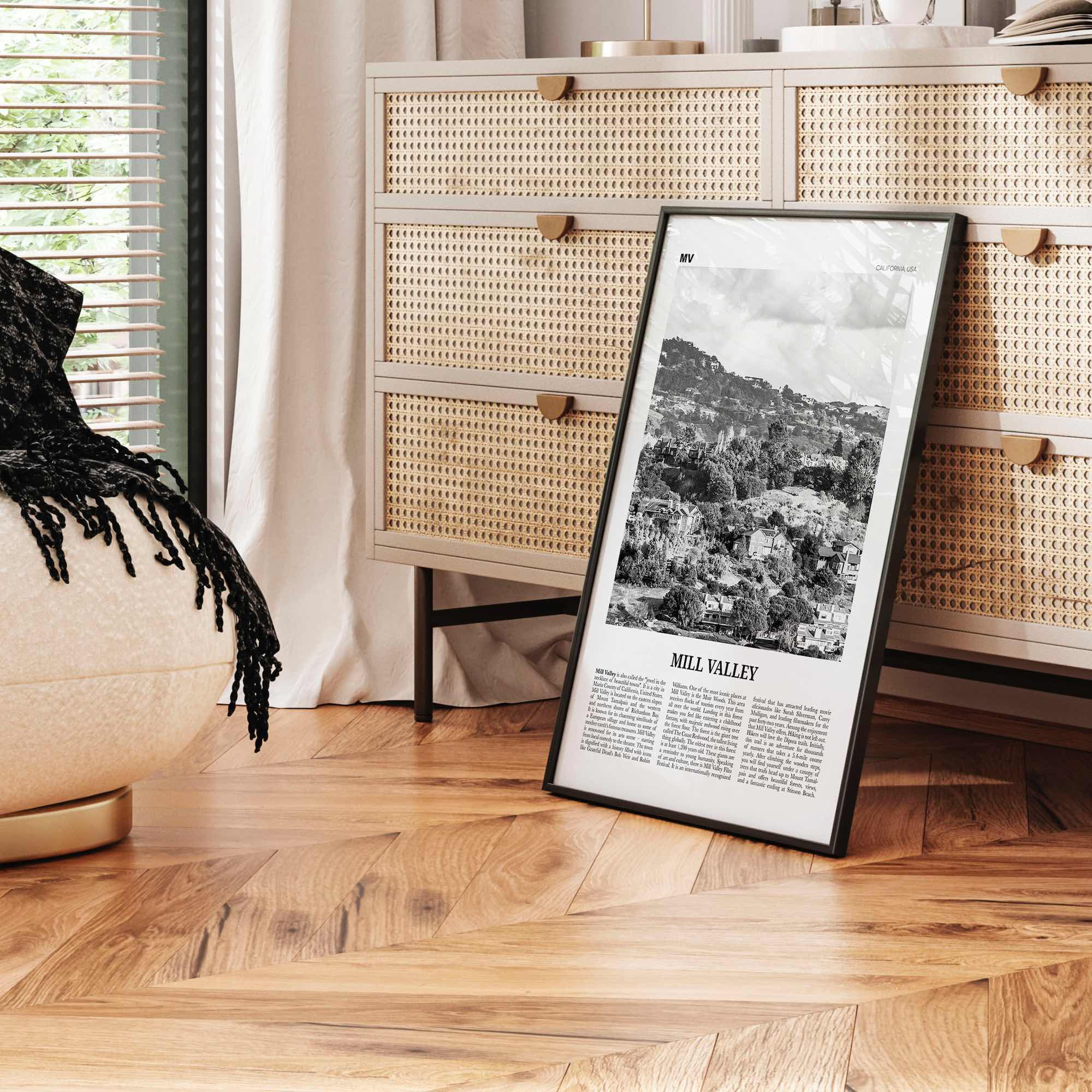 Mill Valley Print Black and White, Mill Valley Wall Art, Mill Valley Poster, Mill Valley Photo, Mill Valley Wall Décor, California, USA