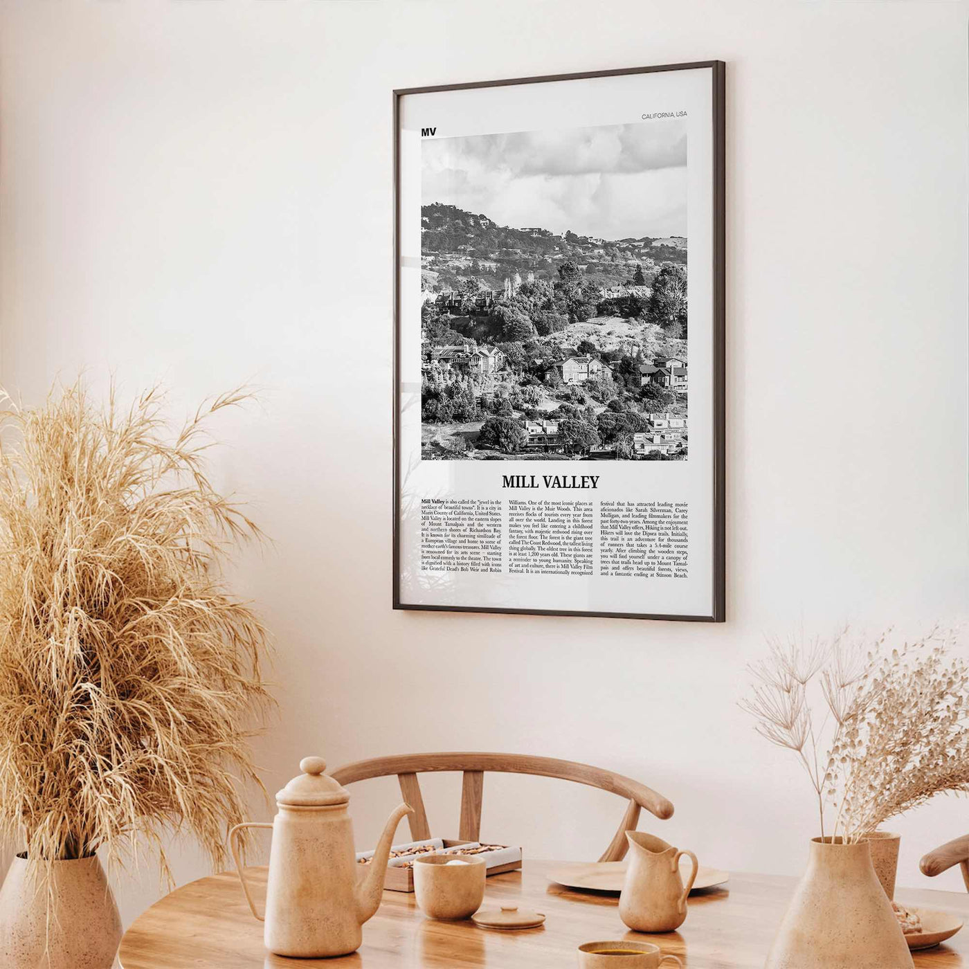 Mill Valley Print Black and White, Mill Valley Wall Art, Mill Valley Poster, Mill Valley Photo, Mill Valley Wall Décor, California, USA