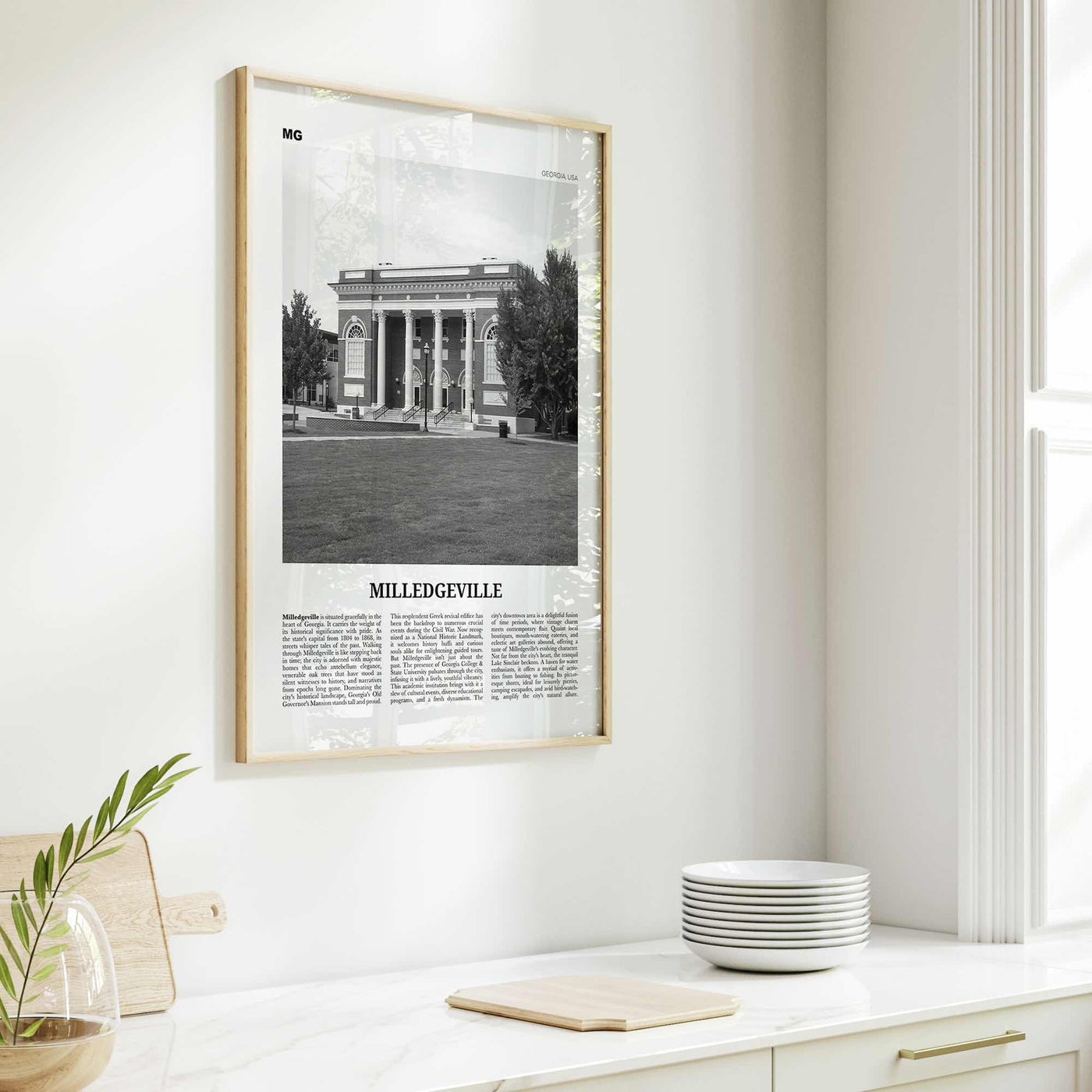 Milledgeville Print Black and White, Milledgeville Wall Art, Milledgeville Poster, Milledgeville Photo, Milledgeville Wall Décor