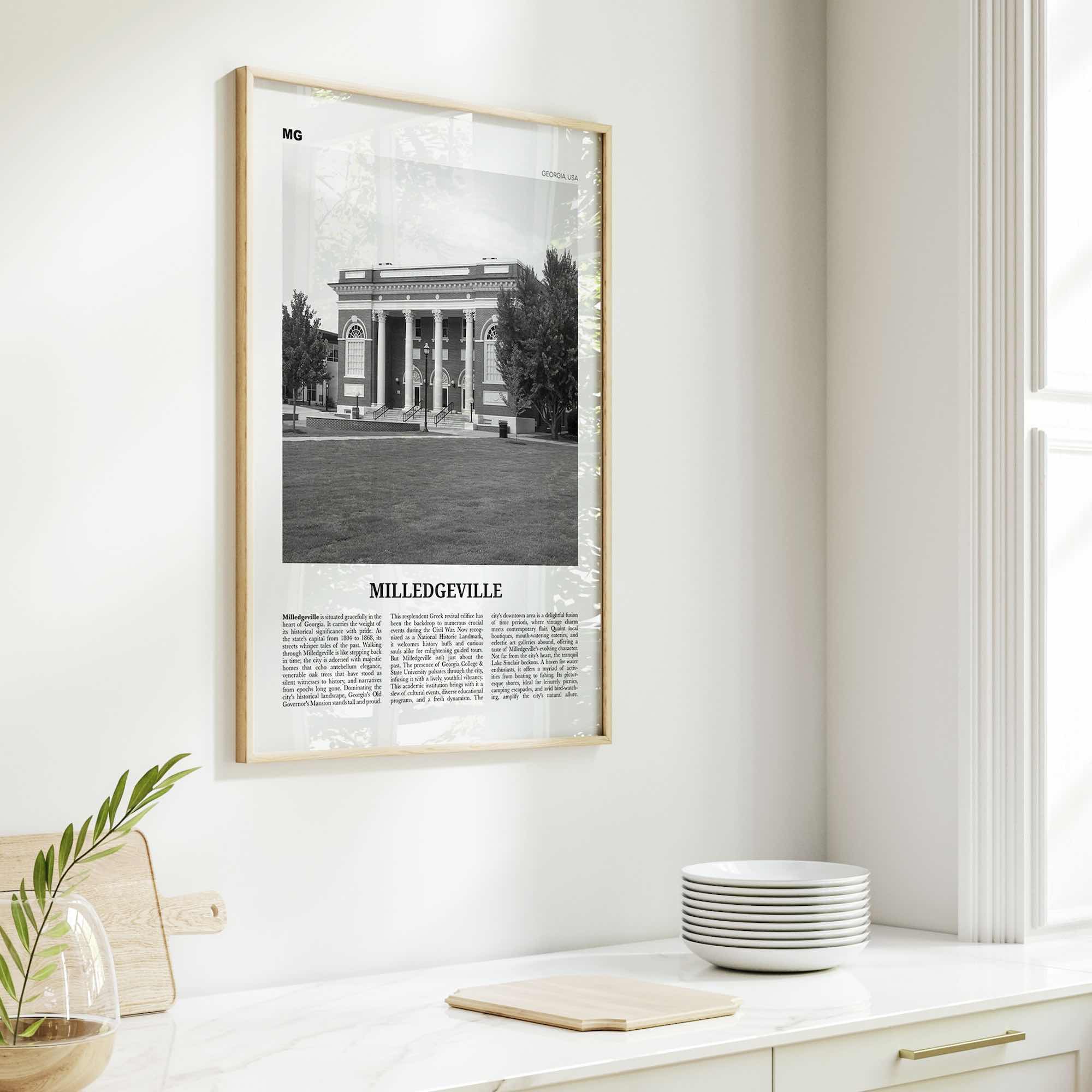 Milledgeville Print Black and White, Milledgeville Wall Art, Milledgeville Poster, Milledgeville Photo, Milledgeville Wall Décor
