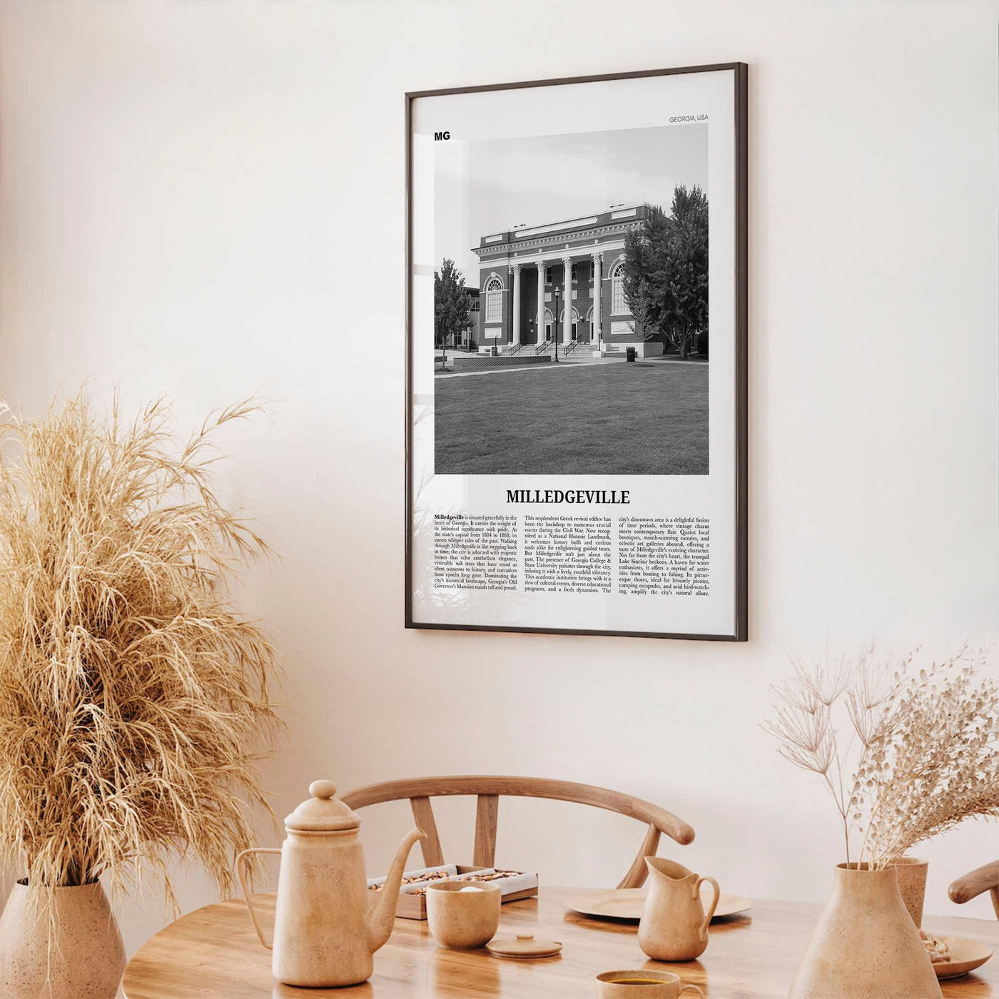Milledgeville Print Black and White, Milledgeville Wall Art, Milledgeville Poster, Milledgeville Photo, Milledgeville Wall Décor