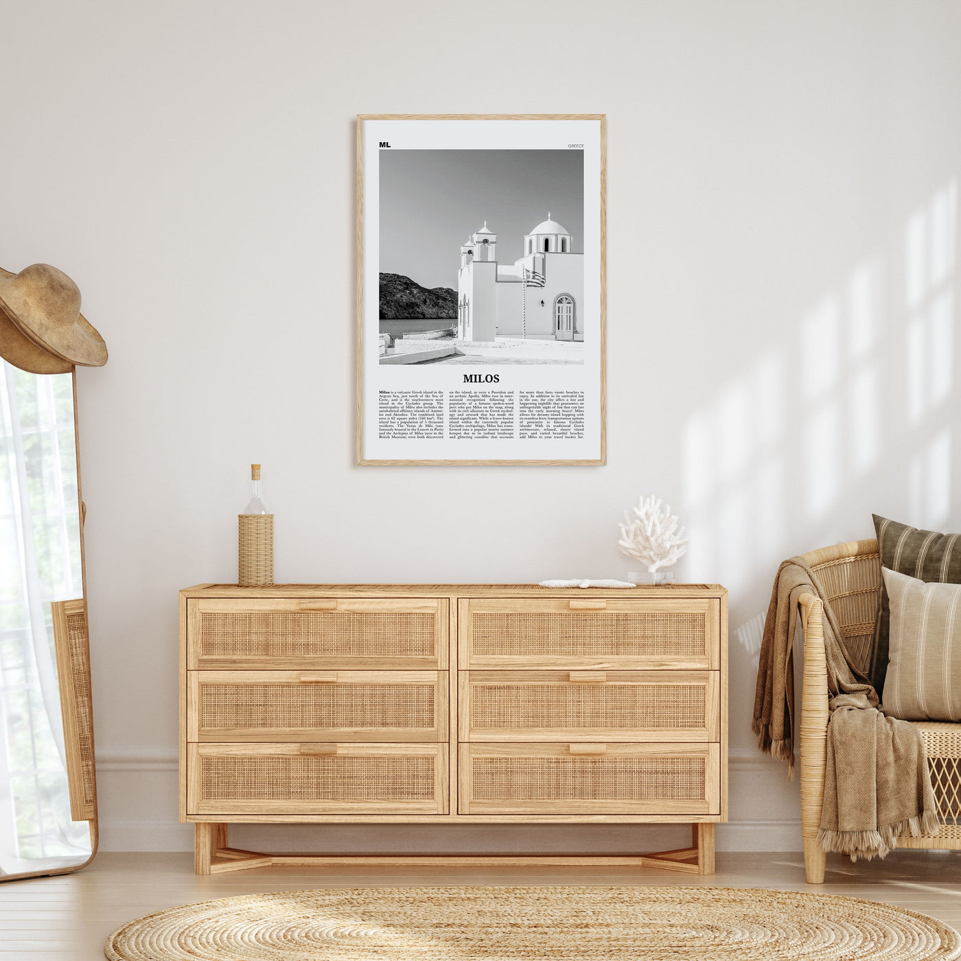 Milos Travel B&W Poster