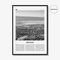 Milpitas Print Black and White, Milpitas Wall Art, Milpitas Poster, Milpitas Photo, Milpitas Wall Décor, Milpitas Map, California, USA