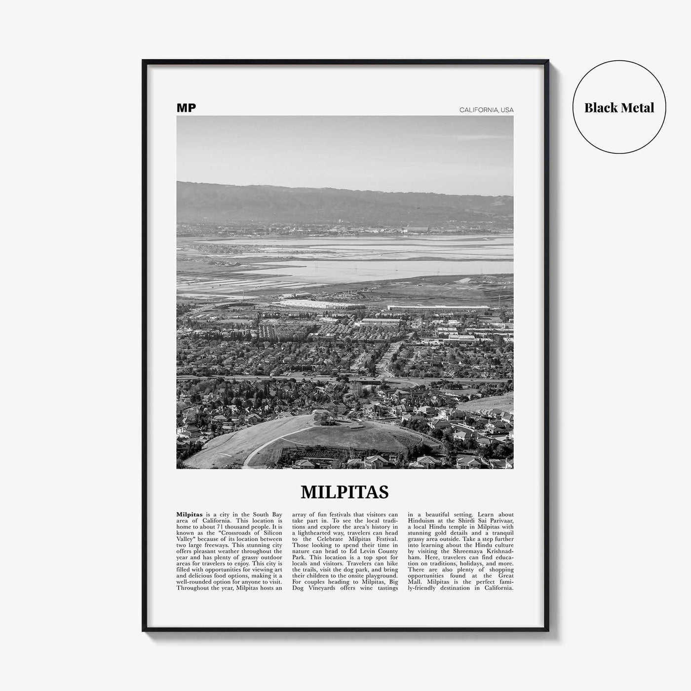 Milpitas Print Black and White, Milpitas Wall Art, Milpitas Poster, Milpitas Photo, Milpitas Wall Décor, Milpitas Map, California, USA