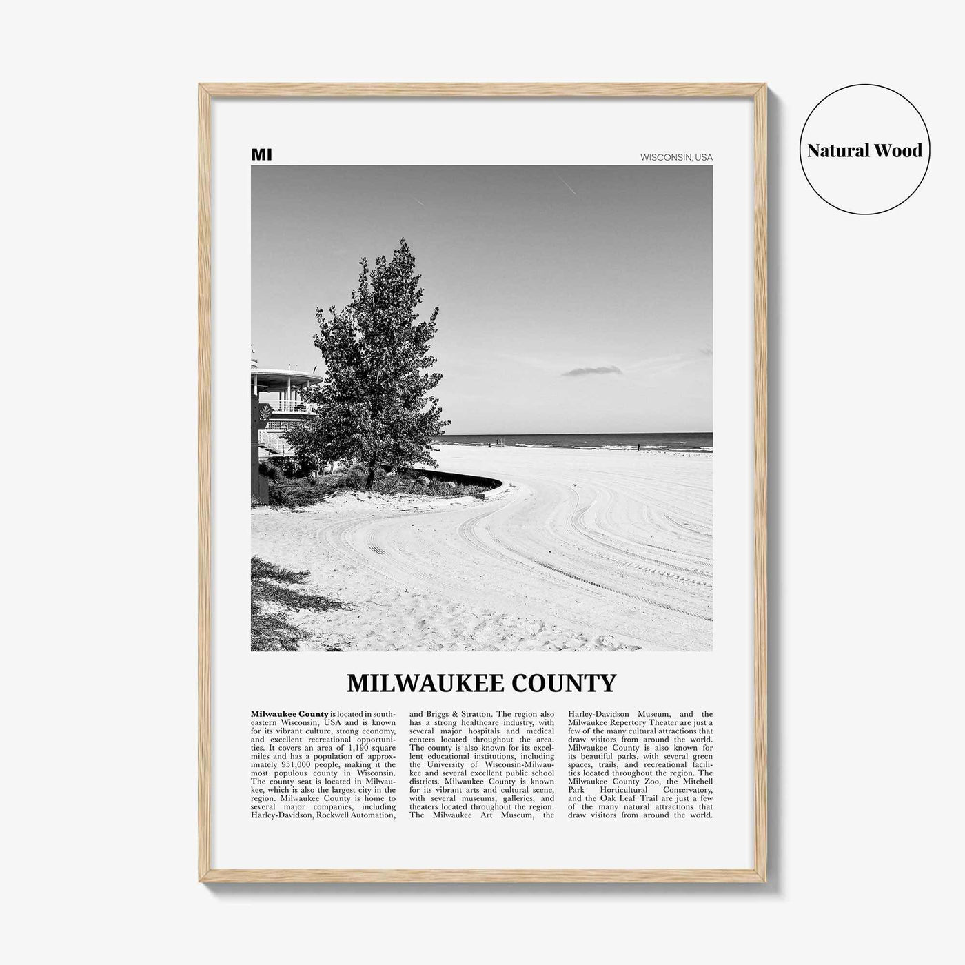 Milwaukee County Print Black and White, Milwaukee County Wall Art, Milwaukee Poster, Milwaukee Photo, Milwaukee Wall Décor, Milwaukee Map