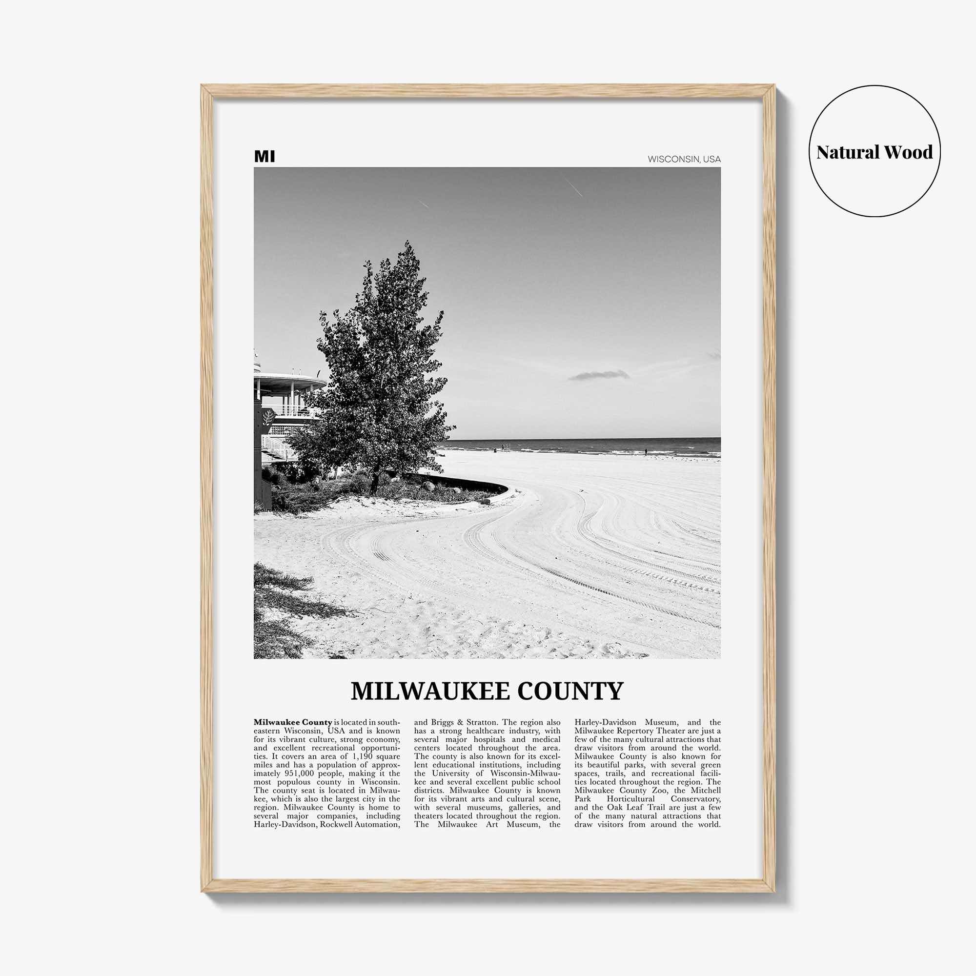 Milwaukee County Print Black and White, Milwaukee County Wall Art, Milwaukee Poster, Milwaukee Photo, Milwaukee Wall Décor, Milwaukee Map