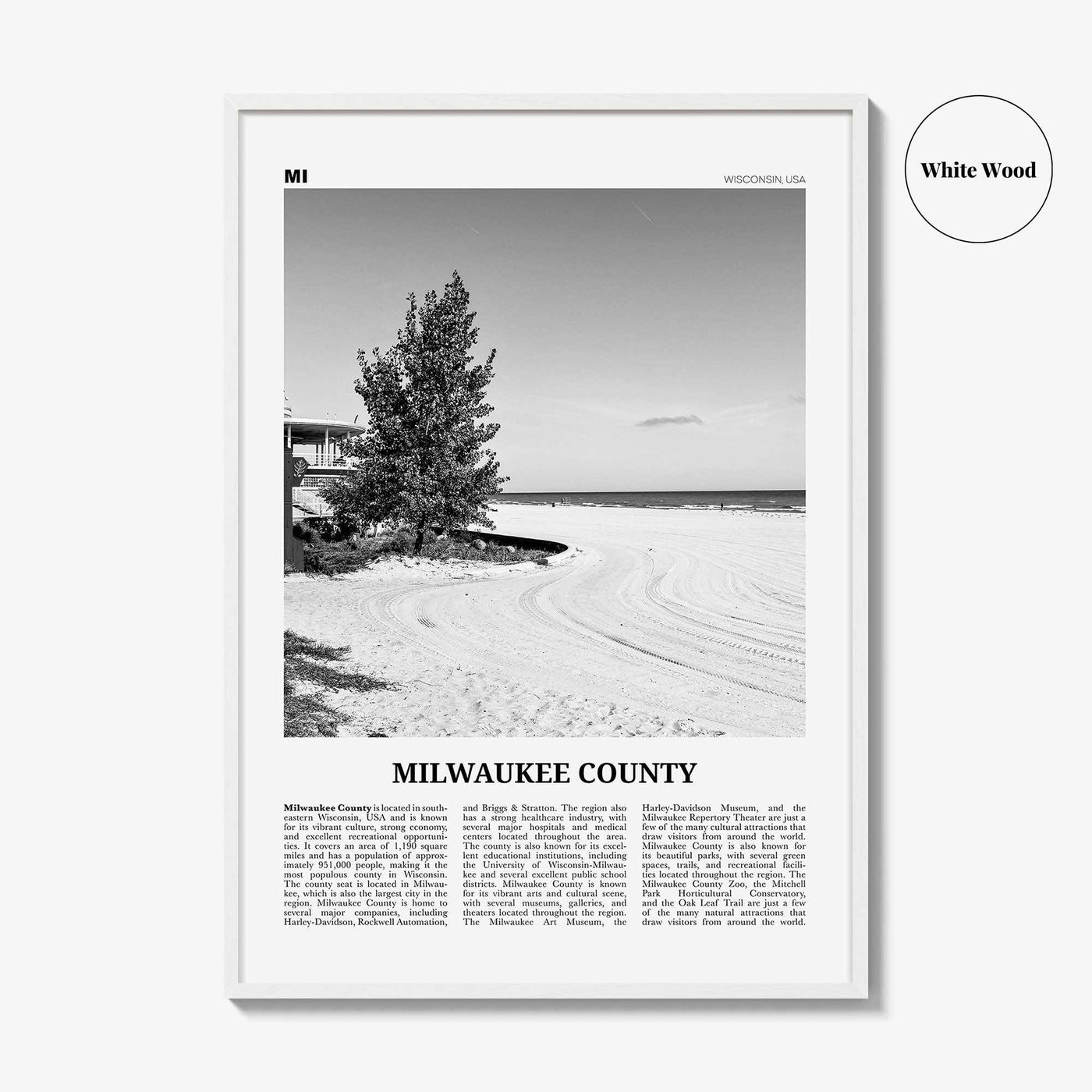 Milwaukee County Print Black and White, Milwaukee County Wall Art, Milwaukee Poster, Milwaukee Photo, Milwaukee Wall Décor, Milwaukee Map