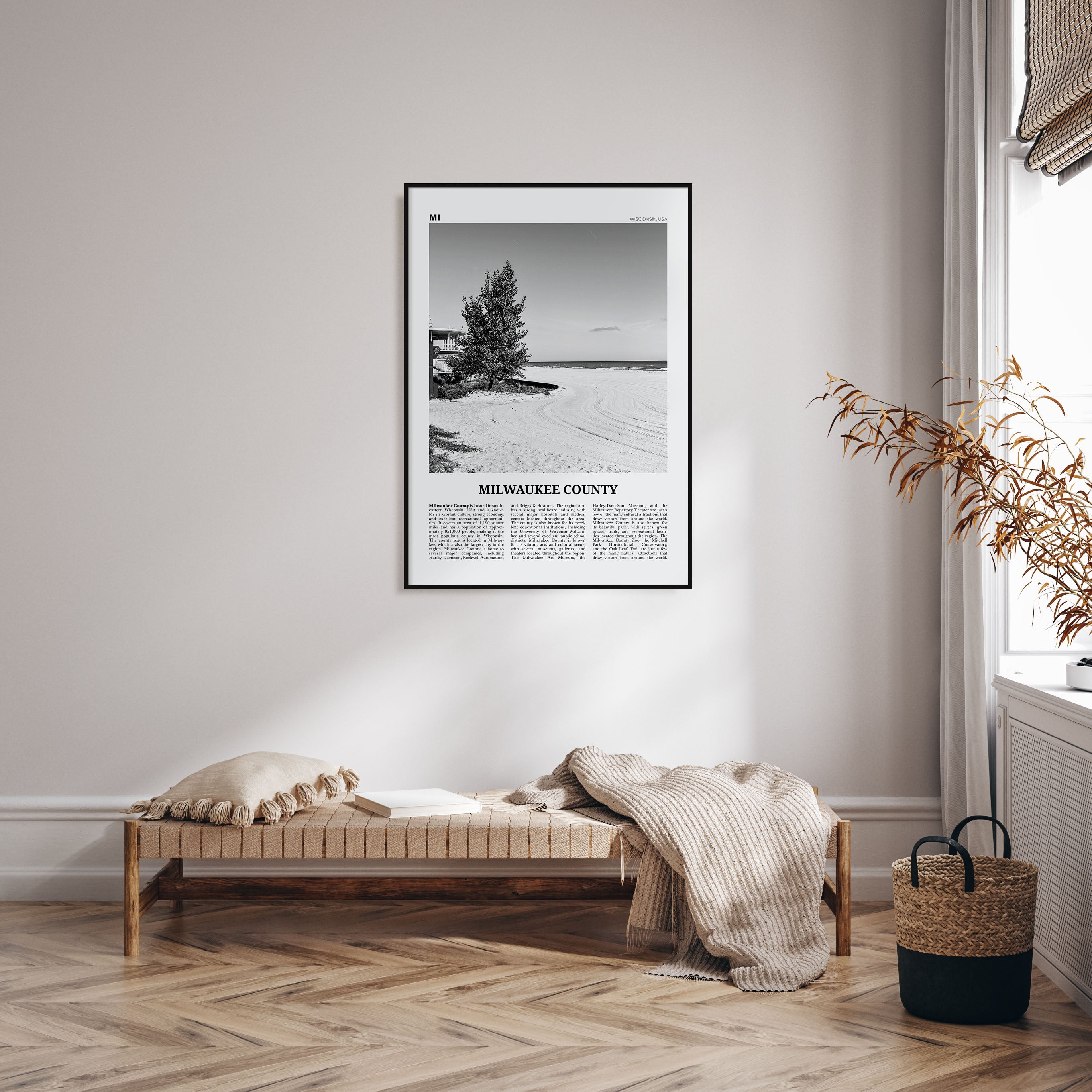 Milwaukee County Travel B&W Poster