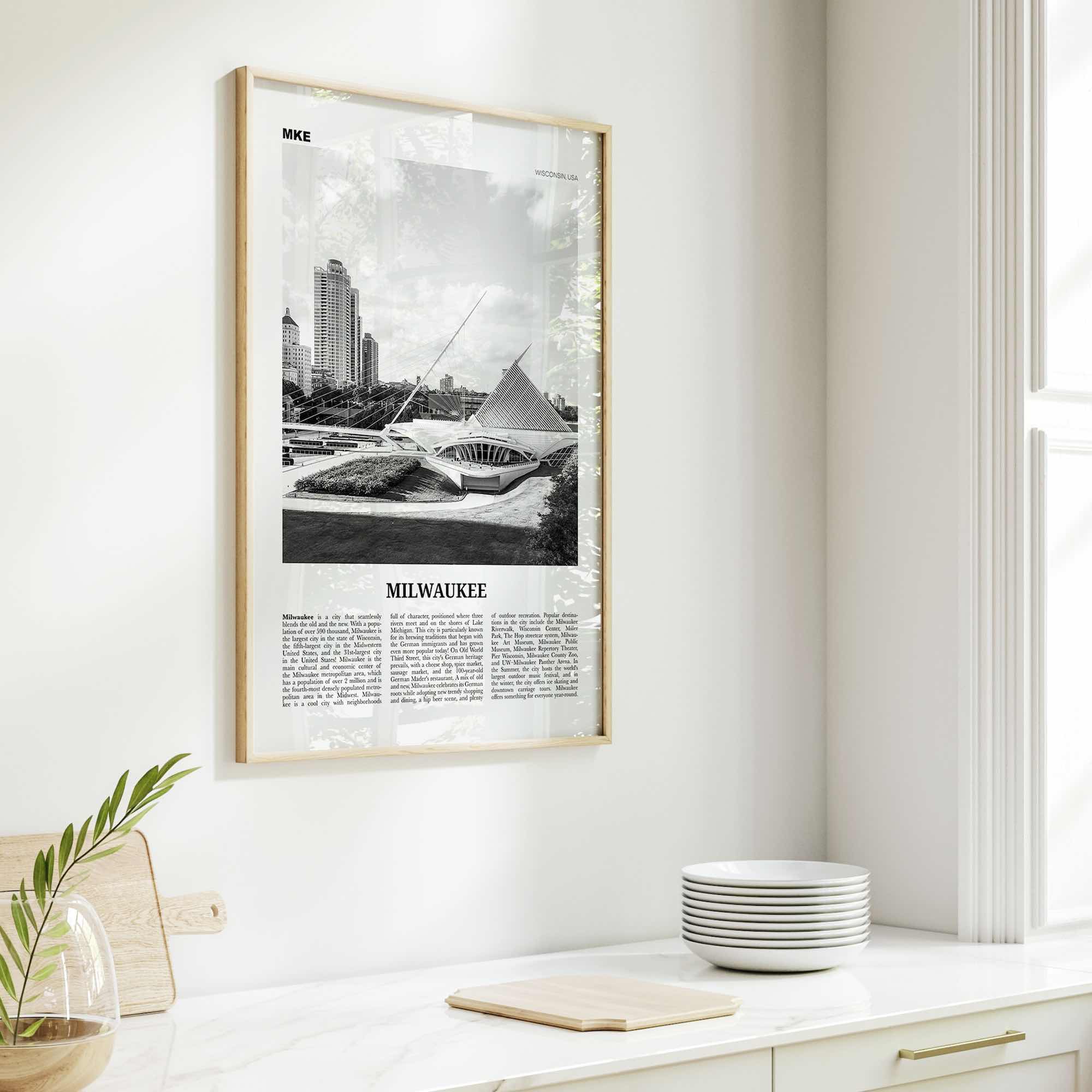 Milwaukee Print Black and White No 1, Milwaukee Wall Art, Milwaukee Poster, Milwaukee Photo, Wisconsin, USA, United States, North America