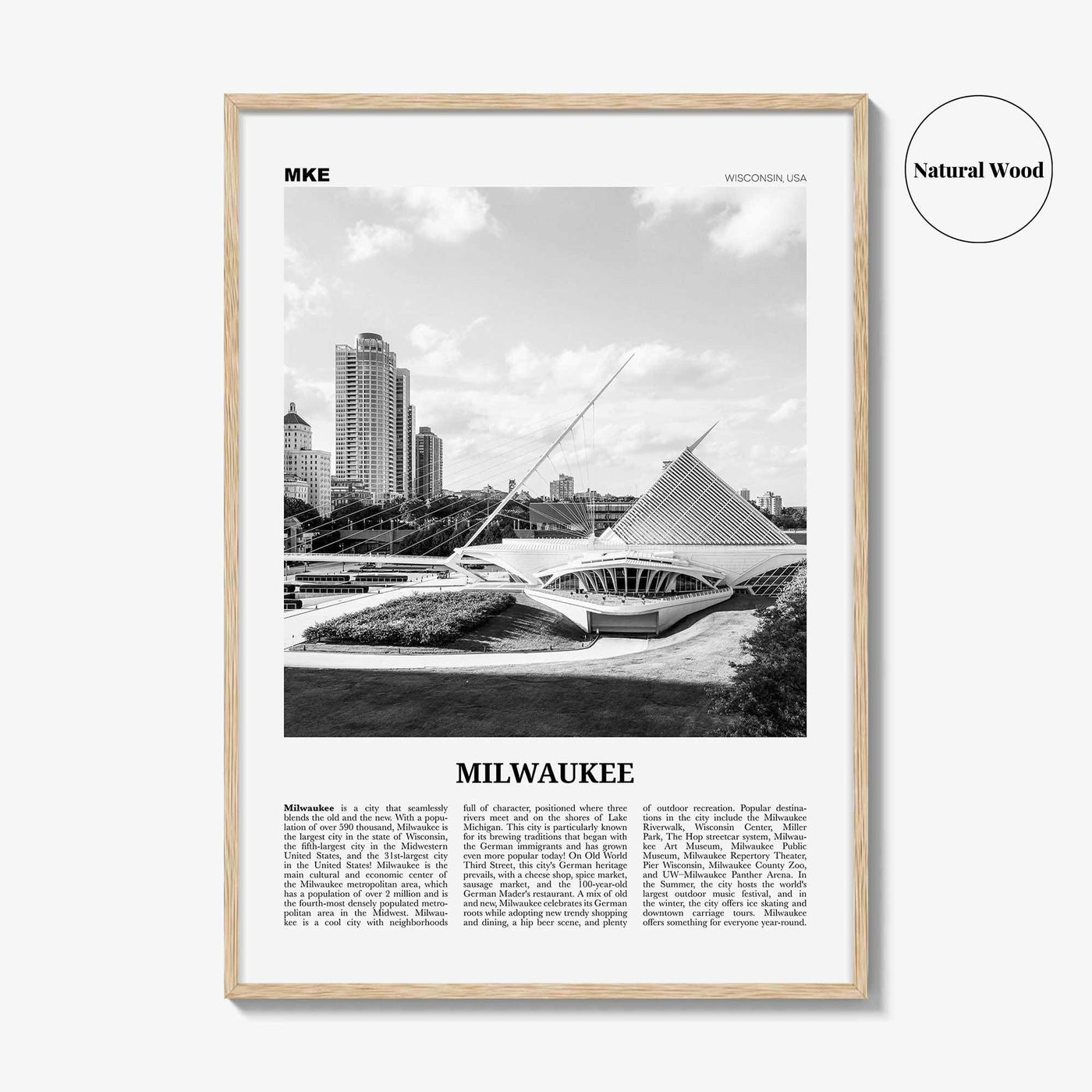 Milwaukee Print Black and White No 1, Milwaukee Wall Art, Milwaukee Poster, Milwaukee Photo, Wisconsin, USA, United States, North America