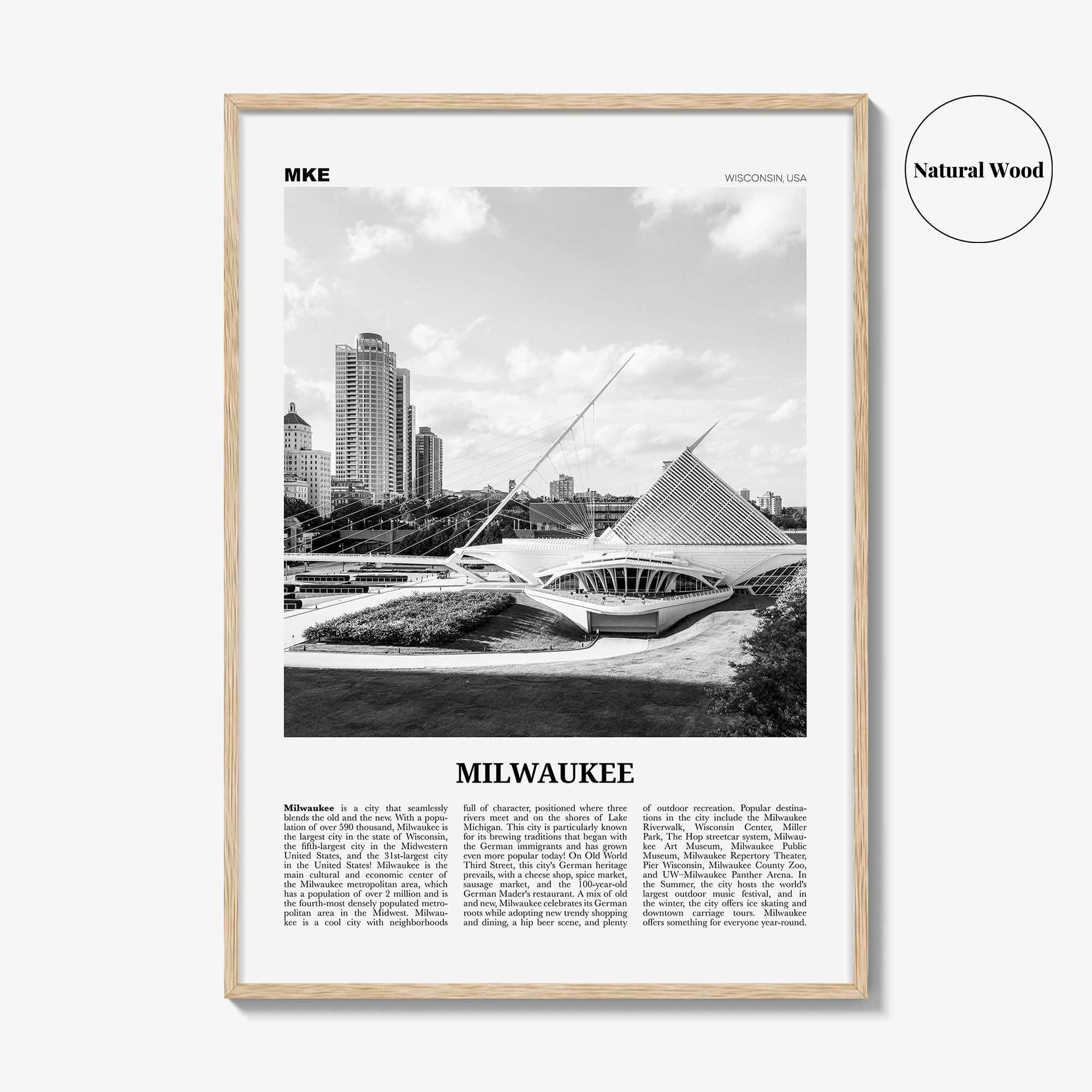 Milwaukee Print Black and White No 1, Milwaukee Wall Art, Milwaukee Poster, Milwaukee Photo, Wisconsin, USA, United States, North America