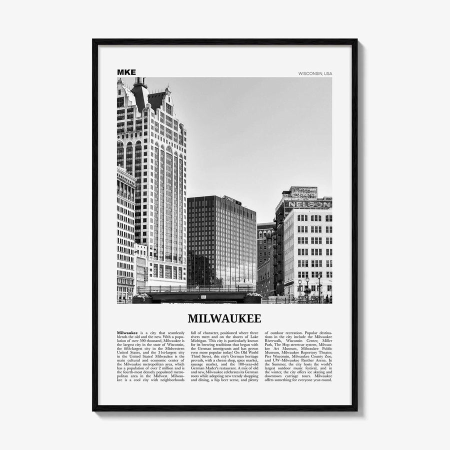 Milwaukee Print Black and White No 2, Milwaukee Wall Art, Milwaukee Poster, Milwaukee Photo, Wisconsin, USA, United States, America