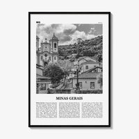 Minas Gerais Print Black and White, Minas Gerais Wall Art, Minas Gerais Poster, Minas Gerais Photo, Minas Gerais Map, Brazil