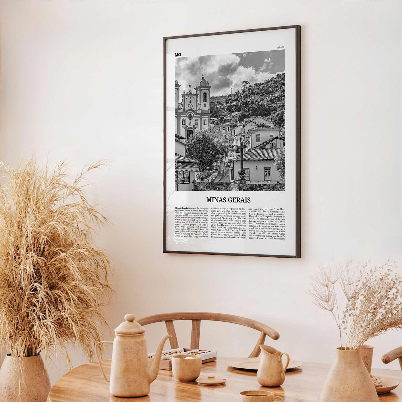 Minas Gerais Print Black and White, Minas Gerais Wall Art, Minas Gerais Poster, Minas Gerais Photo, Minas Gerais Map, Brazil