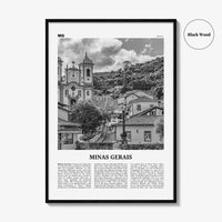 Minas Gerais Print Black and White, Minas Gerais Wall Art, Minas Gerais Poster, Minas Gerais Photo, Minas Gerais Map, Brazil