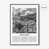 Minas Gerais Print Black and White, Minas Gerais Wall Art, Minas Gerais Poster, Minas Gerais Photo, Minas Gerais Map, Brazil