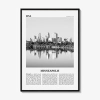 Minneapolis Print Black and White No 1, Minneapolis Wall Art, Minneapolis Poster, Twin Cities Hennepin Minnesota USA United States