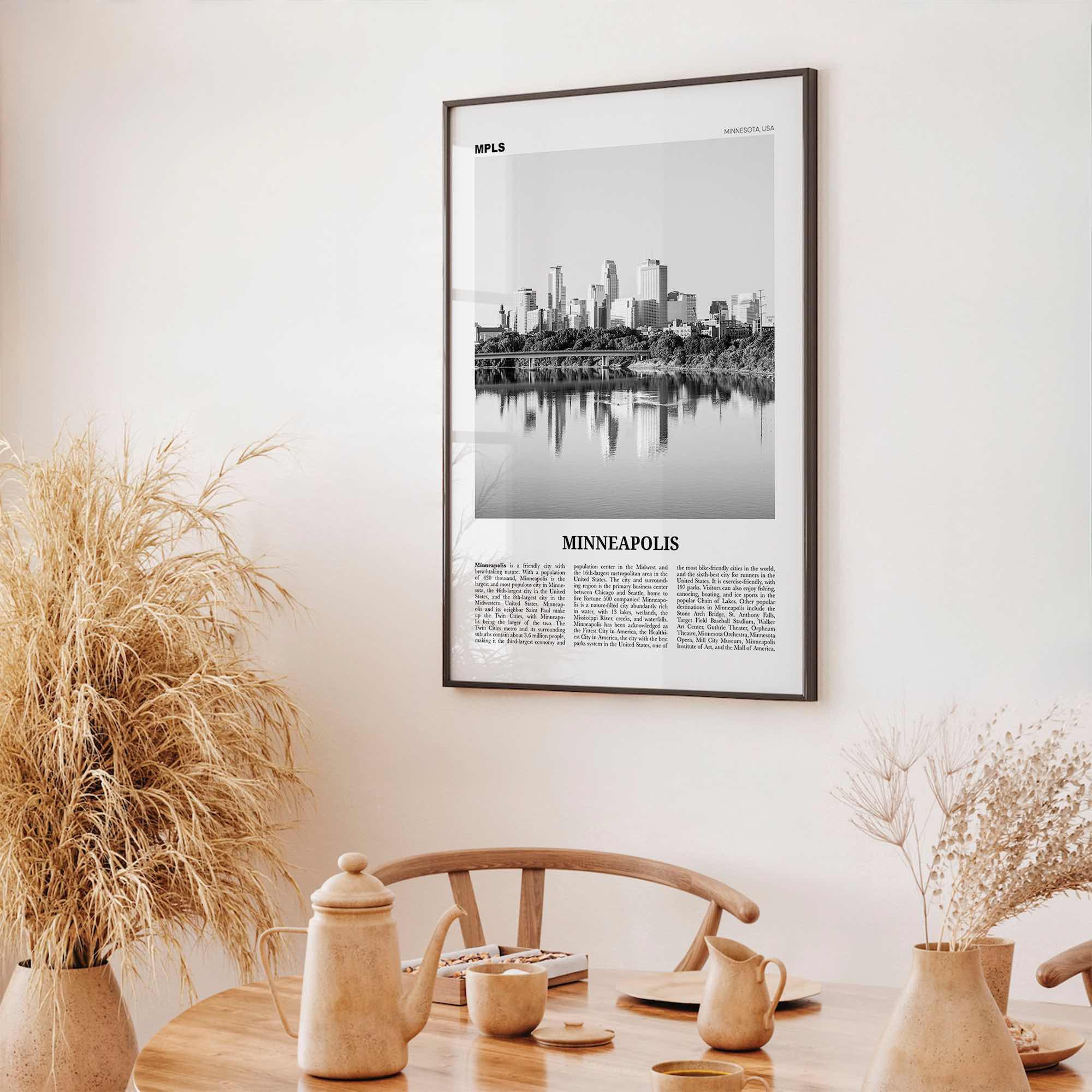 Minneapolis Print Black and White No 1, Minneapolis Wall Art, Minneapolis Poster, Twin Cities Hennepin Minnesota USA United States