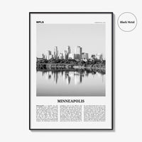 Minneapolis Print Black and White No 1, Minneapolis Wall Art, Minneapolis Poster, Twin Cities Hennepin Minnesota USA United States