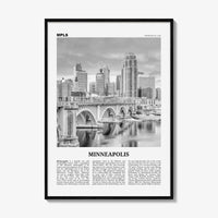 Minneapolis Print Black and White No 3, Minneapolis Wall Art, Minneapolis Poster, Twin Cities Hennepin Minnesota USA United States