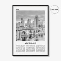Minneapolis Print Black and White No 3, Minneapolis Wall Art, Minneapolis Poster, Twin Cities Hennepin Minnesota USA United States