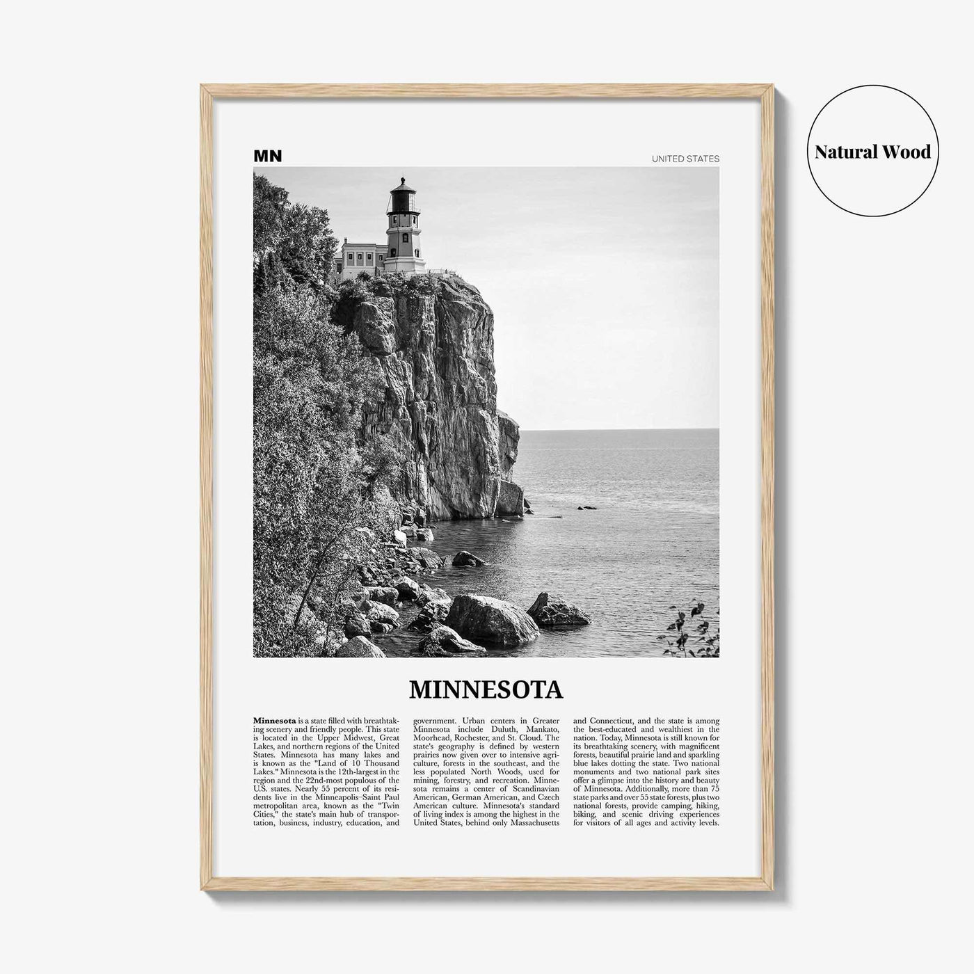 Minnesota Print Black and White No 1, Minnesota Wall Art, Minnesota Poster, Minnesota Photo, USA, United States, North America