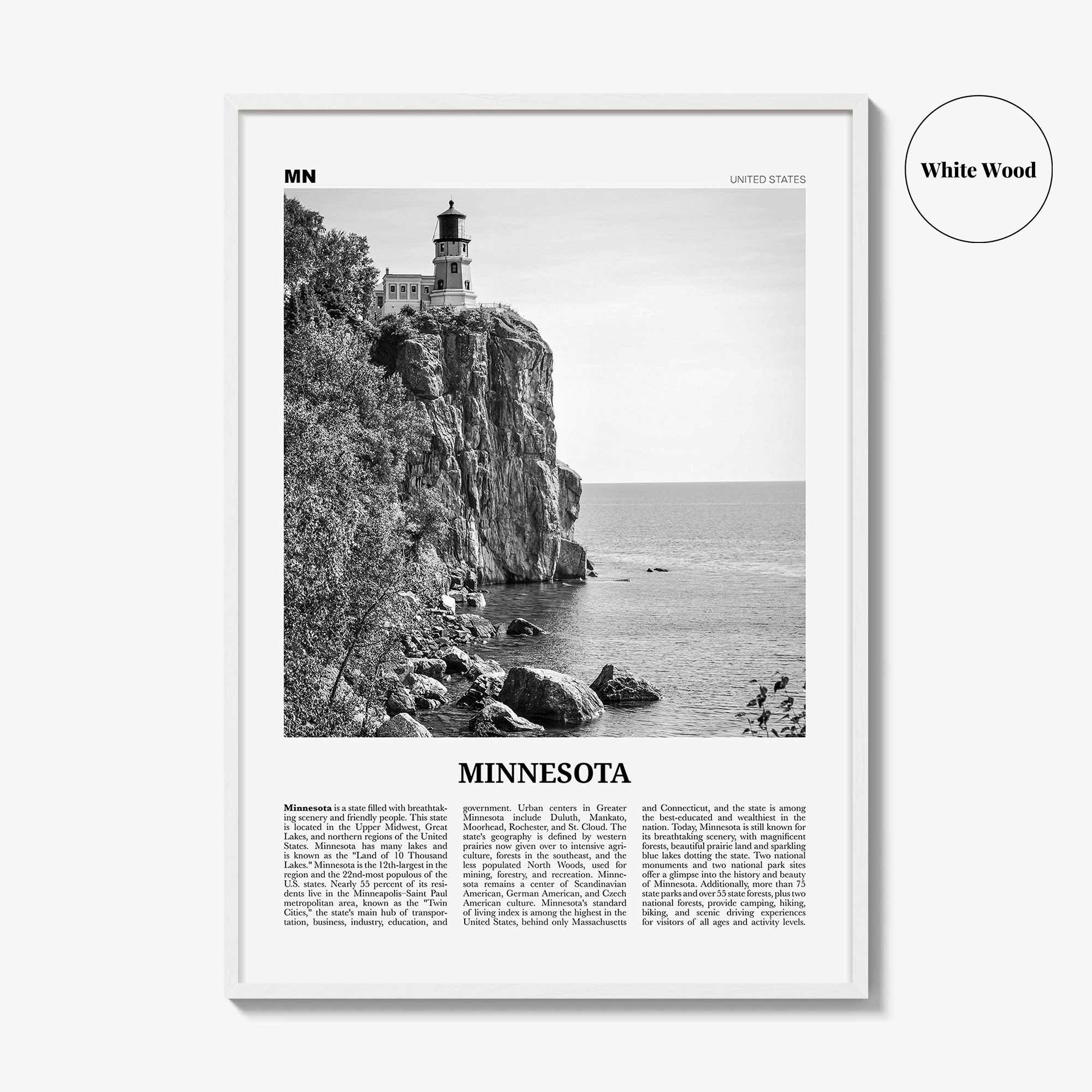 Minnesota Print Black and White No 1, Minnesota Wall Art, Minnesota Poster, Minnesota Photo, USA, United States, North America