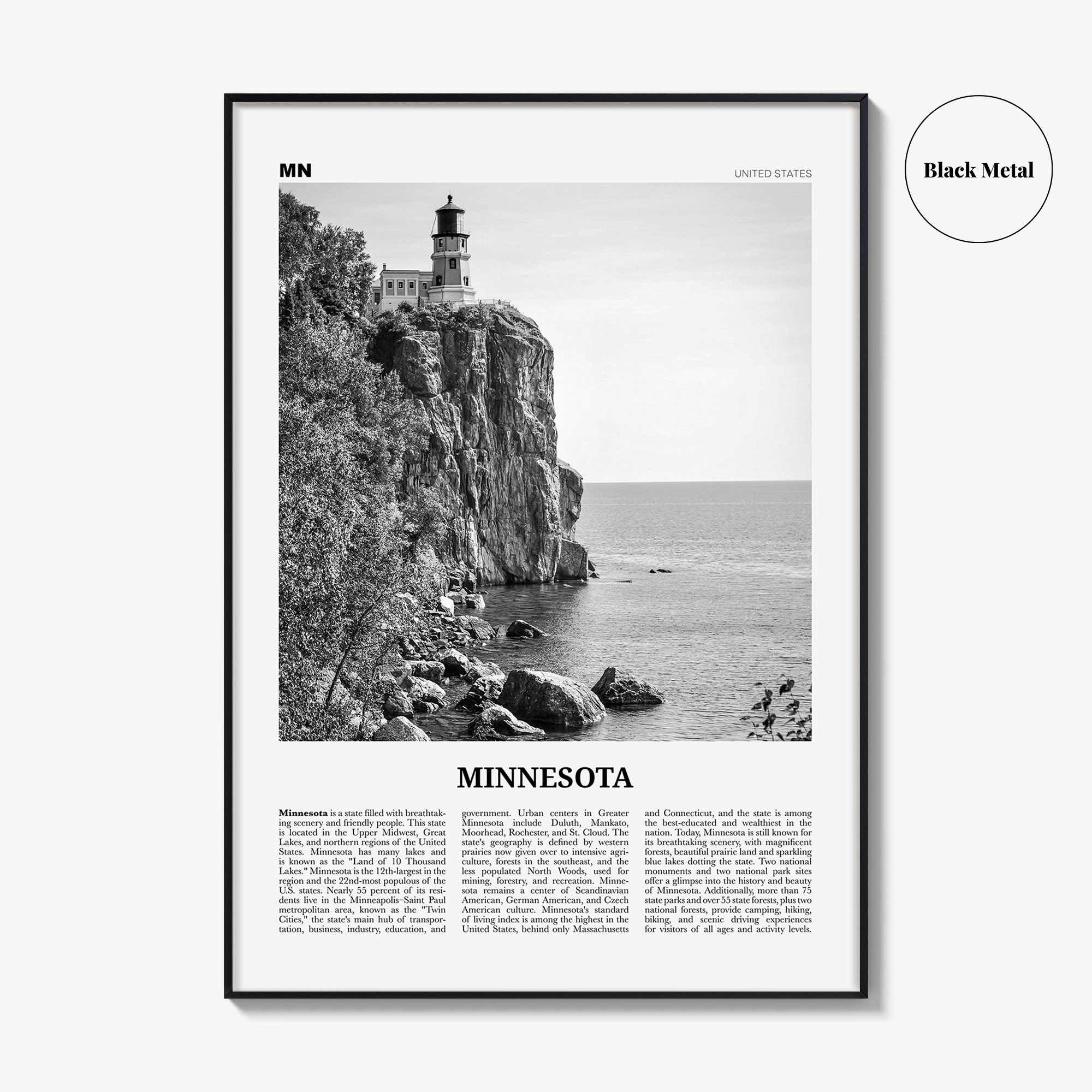 Minnesota Print Black and White No 1, Minnesota Wall Art, Minnesota Poster, Minnesota Photo, USA, United States, North America