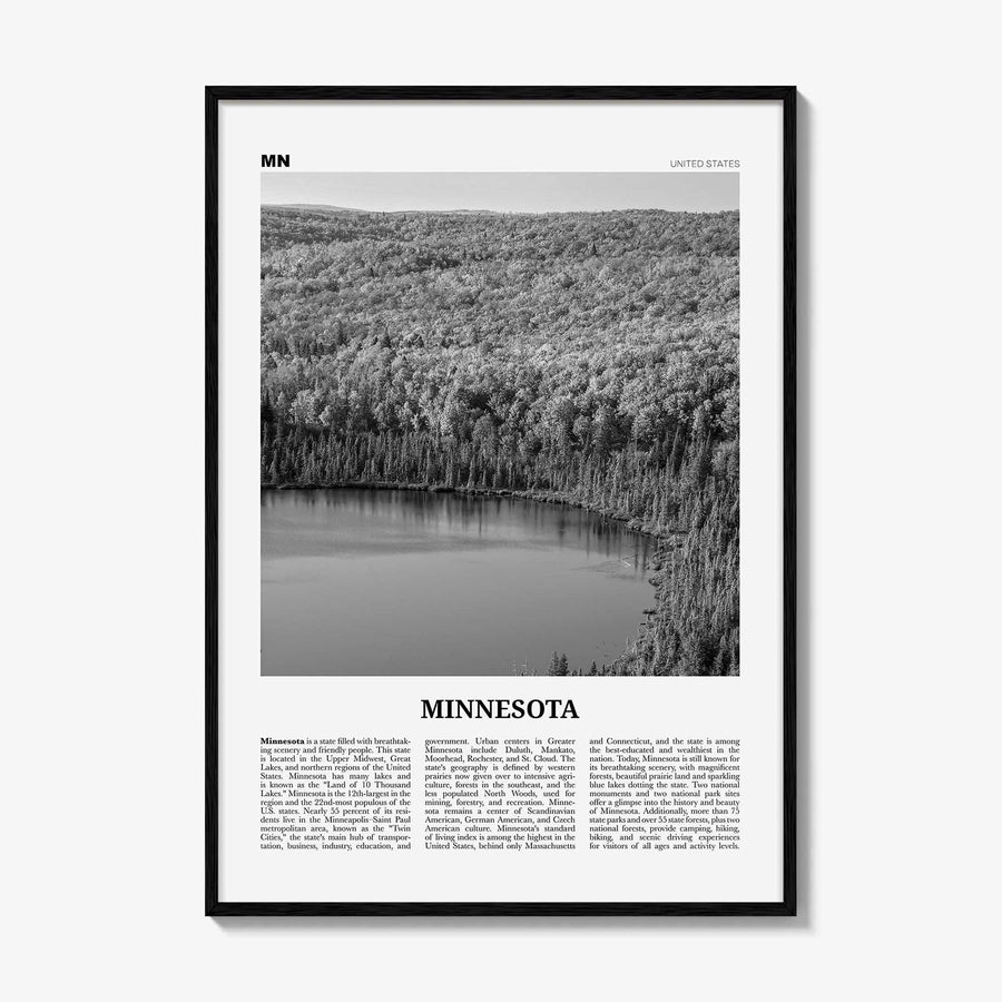 Minnesota Print Black and White No 3, Minnesota Wall Art, Minnesota Poster, Minnesota Photo, Minnesota Wall Décor, Minnesota Map