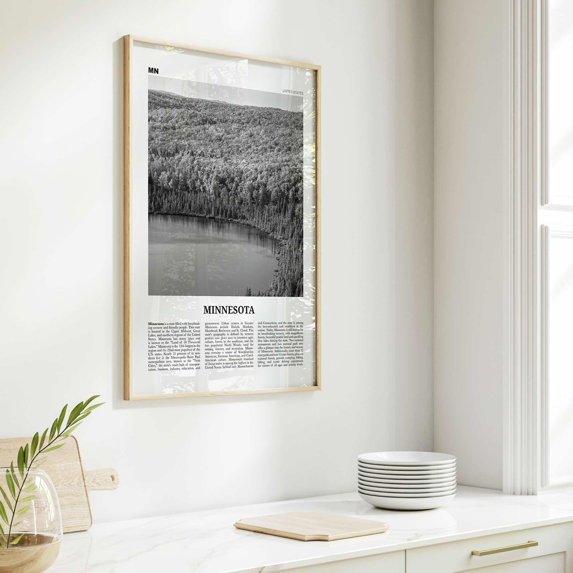 Minnesota Print Black and White No 3, Minnesota Wall Art, Minnesota Poster, Minnesota Photo, Minnesota Wall Décor, Minnesota Map