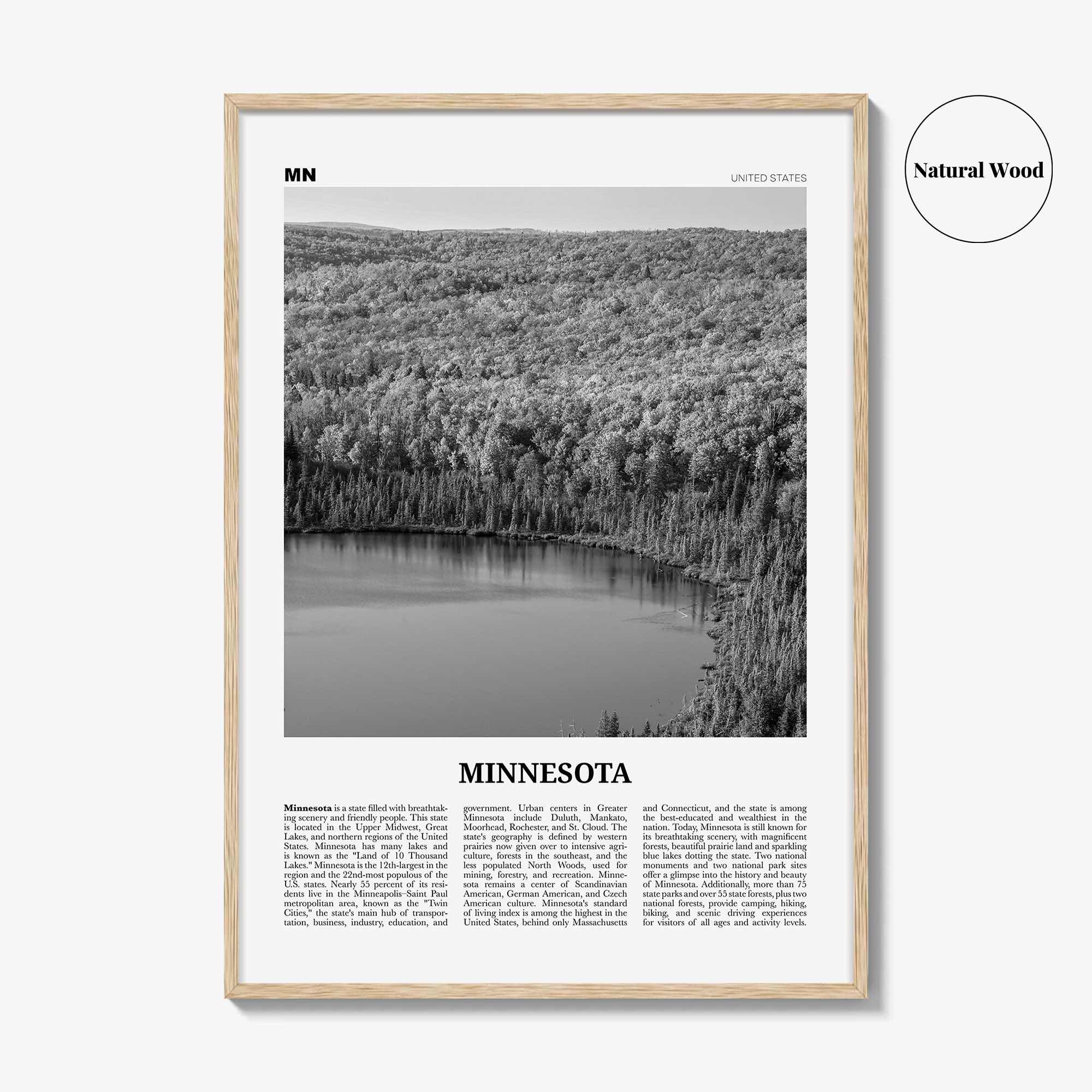 Minnesota Print Black and White No 3, Minnesota Wall Art, Minnesota Poster, Minnesota Photo, Minnesota Wall Décor, Minnesota Map