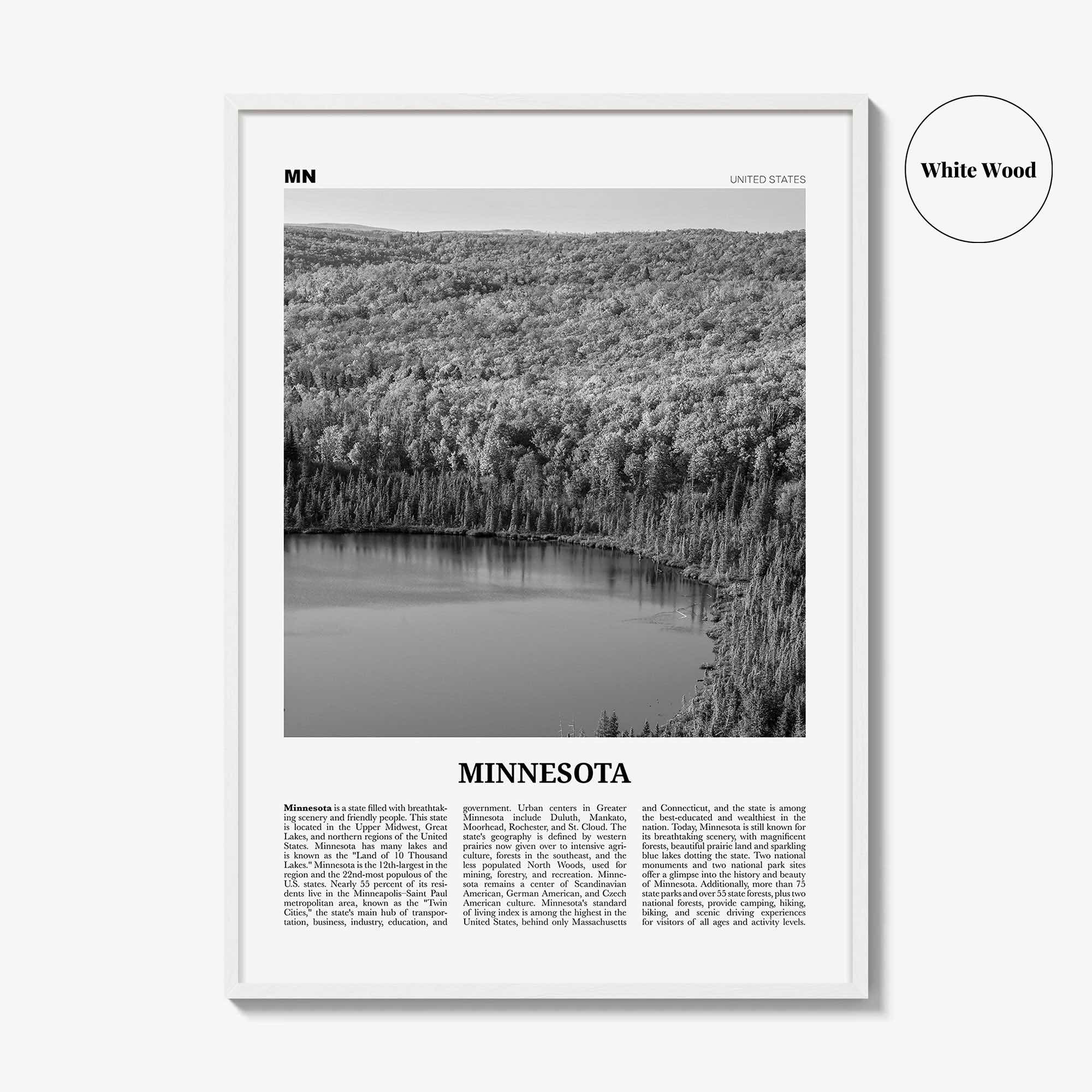 Minnesota Print Black and White No 3, Minnesota Wall Art, Minnesota Poster, Minnesota Photo, Minnesota Wall Décor, Minnesota Map