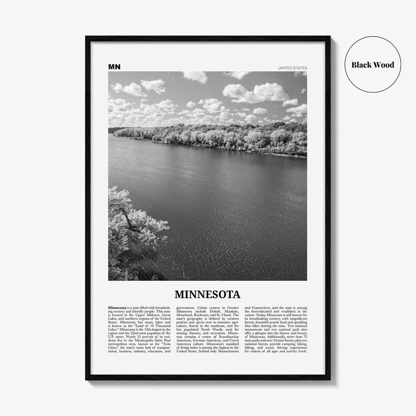 Minnesota Print Black and White No 4, Minnesota Wall Art, Minnesota Poster, Minnesota Photo, Minnesota Wall Décor, Minnesota Map