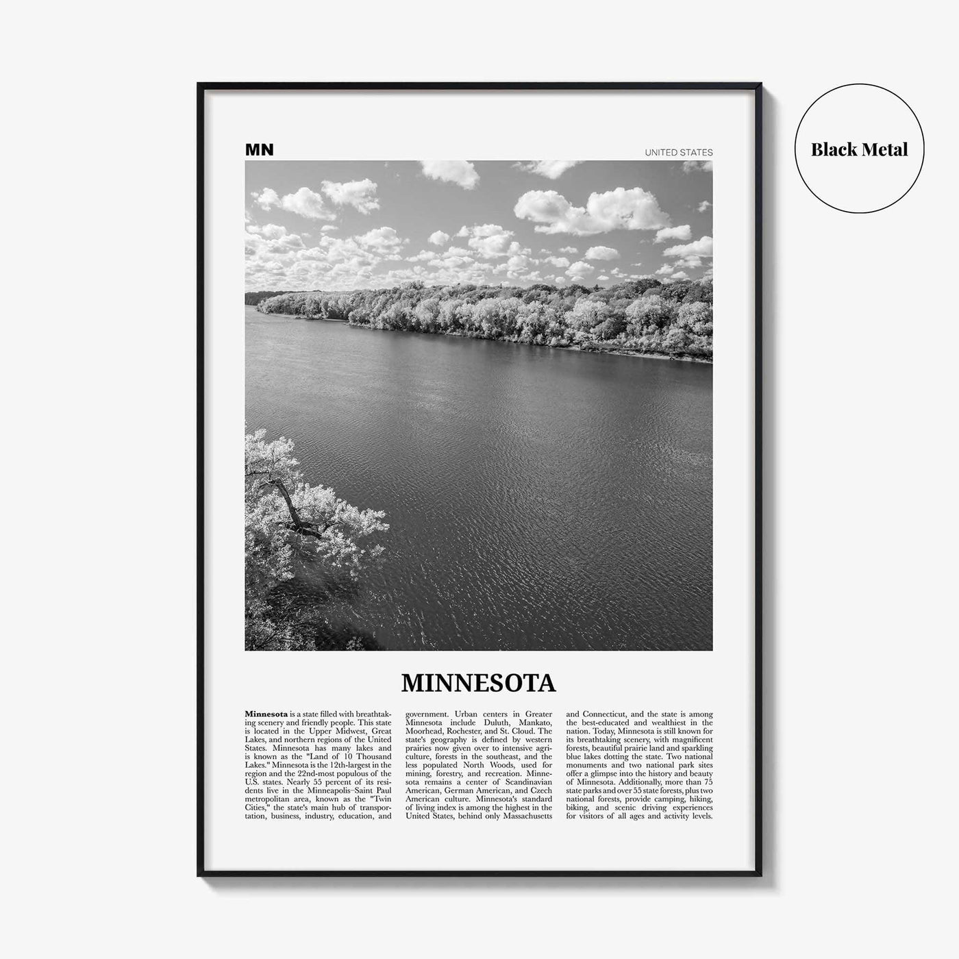 Minnesota Print Black and White No 4, Minnesota Wall Art, Minnesota Poster, Minnesota Photo, Minnesota Wall Décor, Minnesota Map