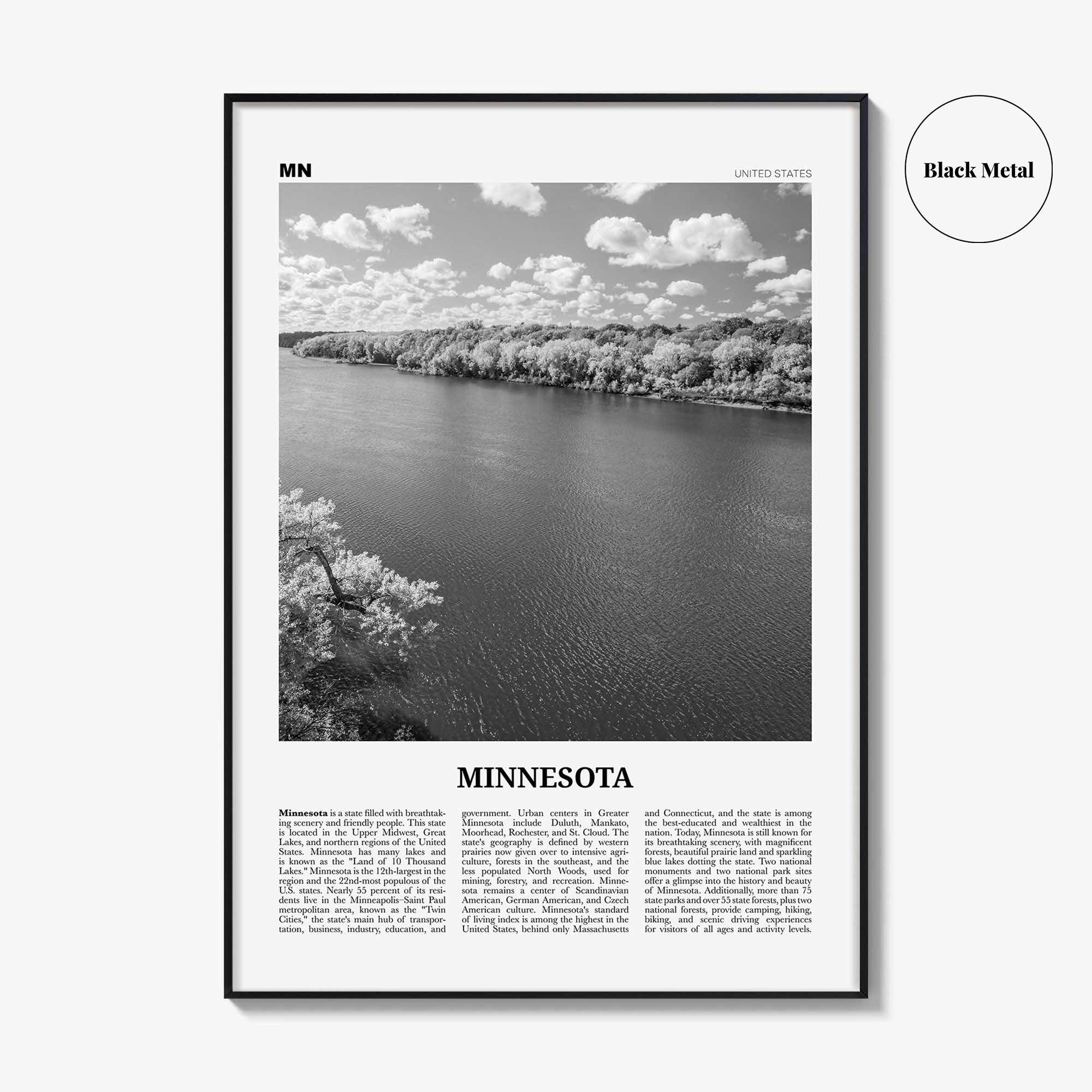 Minnesota Print Black and White No 4, Minnesota Wall Art, Minnesota Poster, Minnesota Photo, Minnesota Wall Décor, Minnesota Map