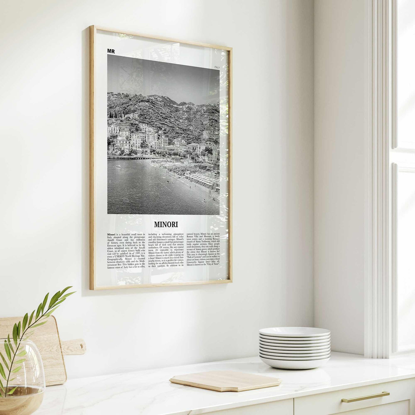 Minori Print Black and White, Minori Wall Art, Minori Poster, Minori Photo, Minori Wall Décor, Minori Map, Italy