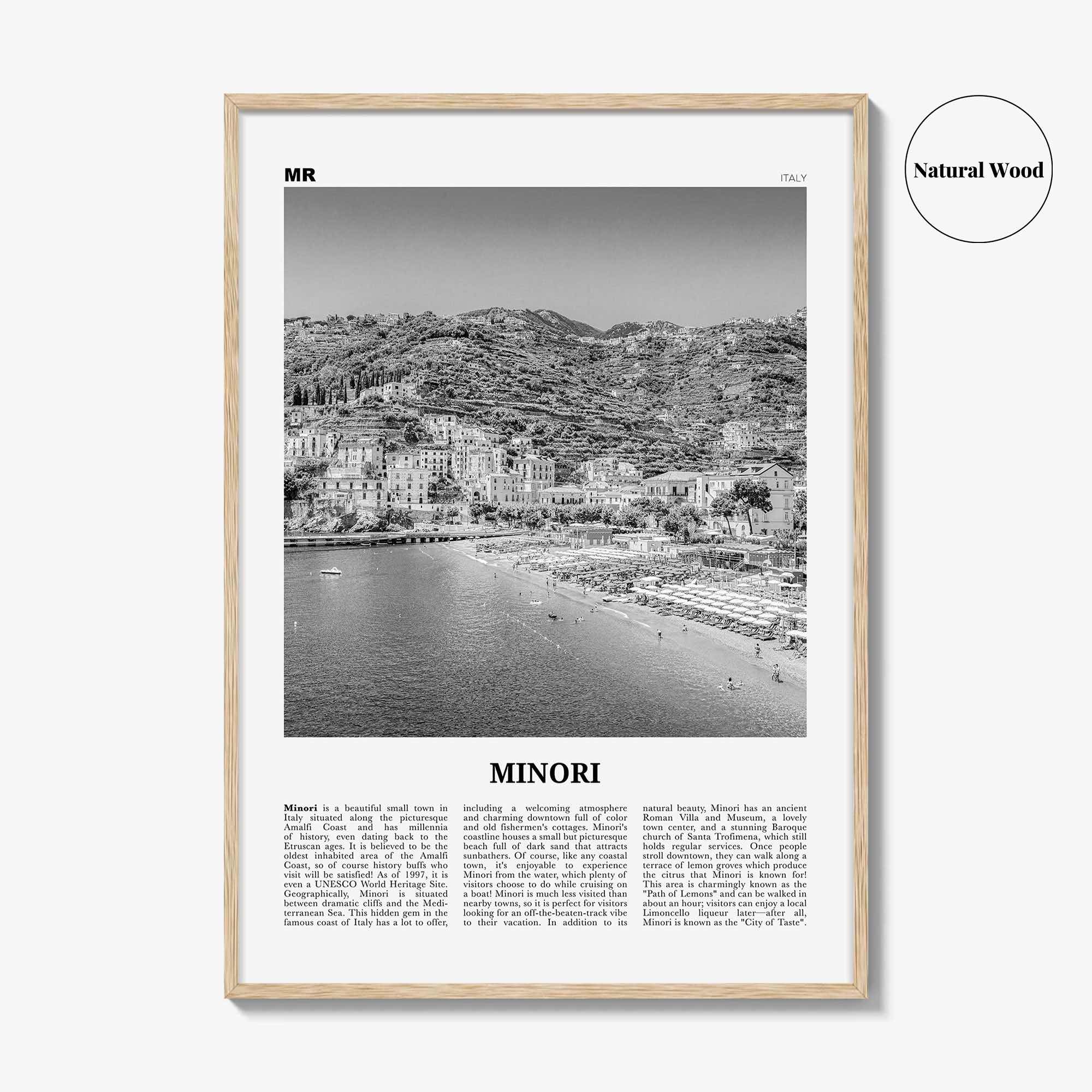 Minori Print Black and White, Minori Wall Art, Minori Poster, Minori Photo, Minori Wall Décor, Minori Map, Italy