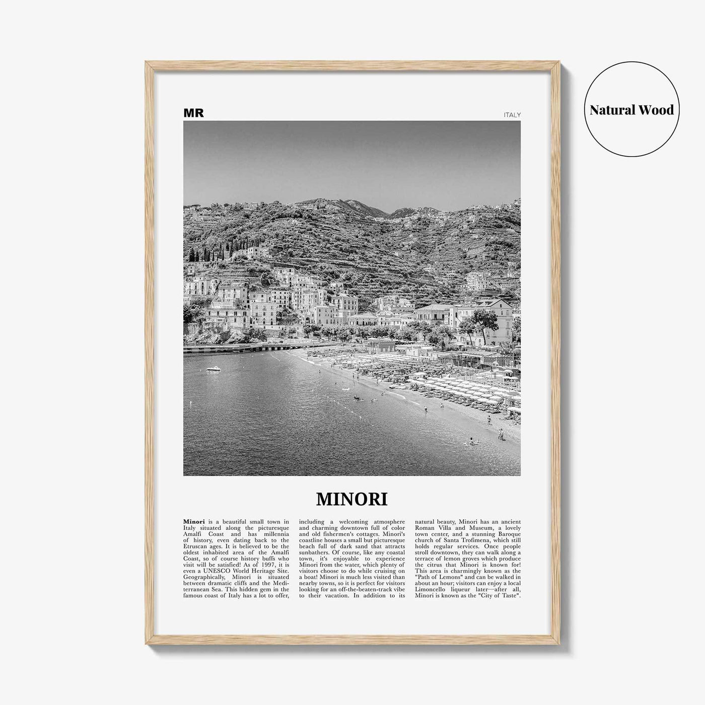 Minori Print Black and White, Minori Wall Art, Minori Poster, Minori Photo, Minori Wall Décor, Minori Map, Italy