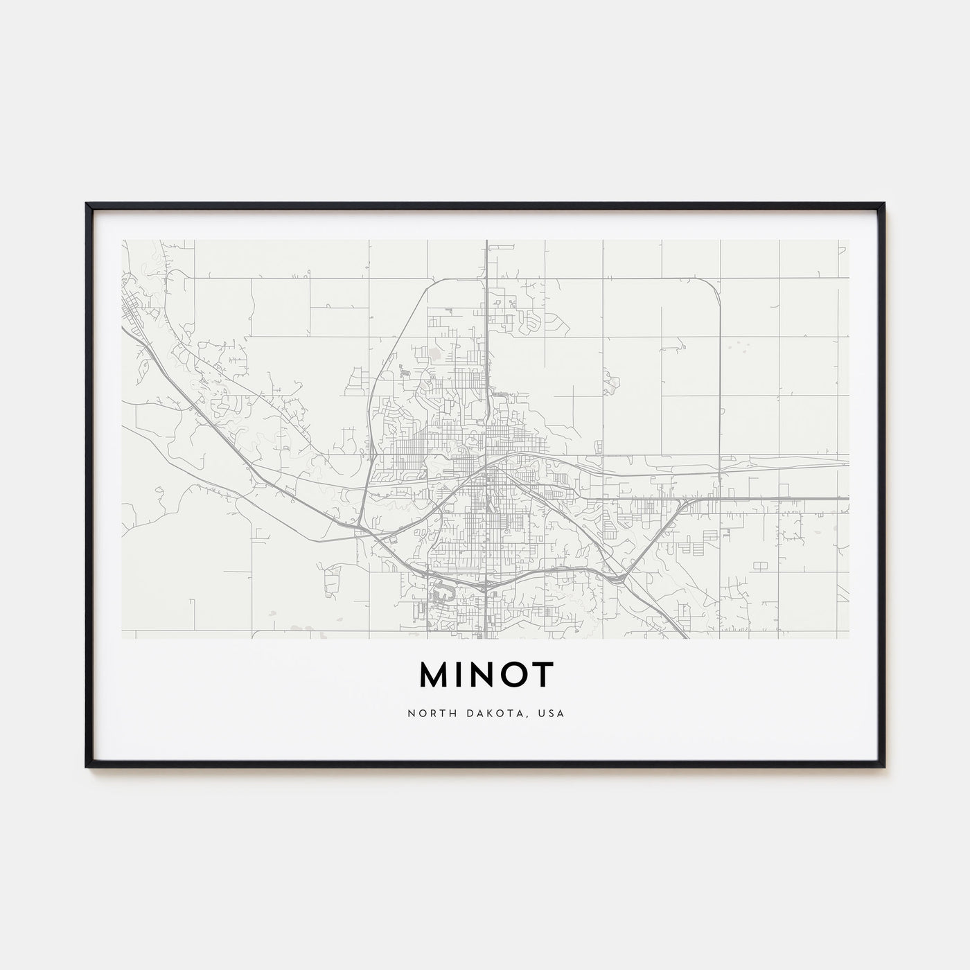 Minot Map Landscape Poster