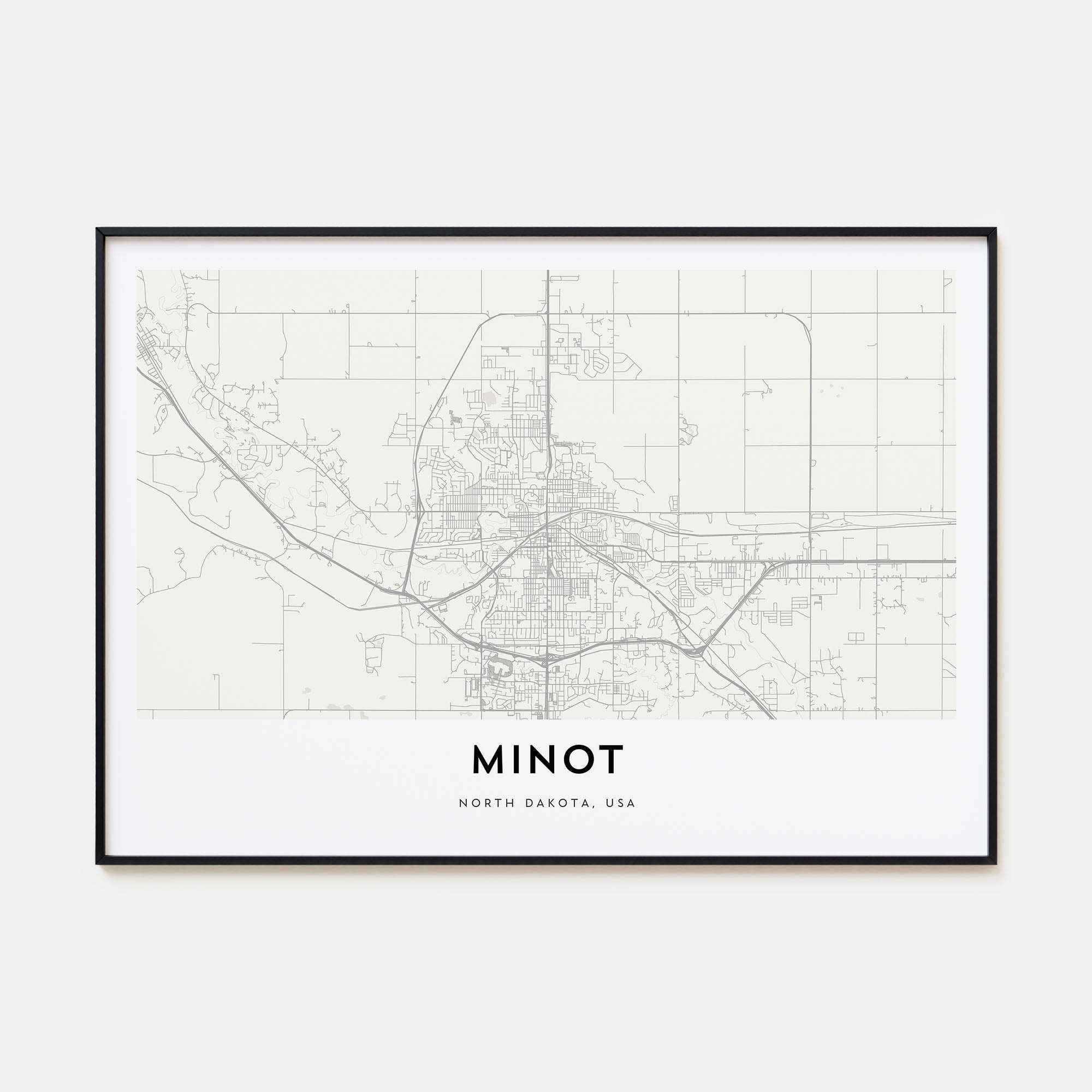 Minot Map Landscape Poster