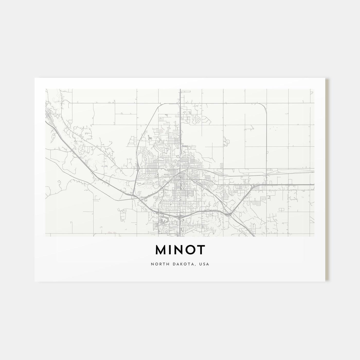 Minot Map Landscape Poster