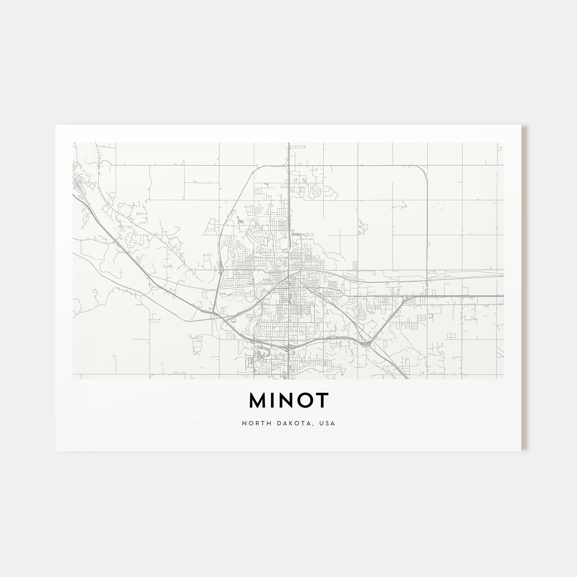 Minot Map Landscape Poster
