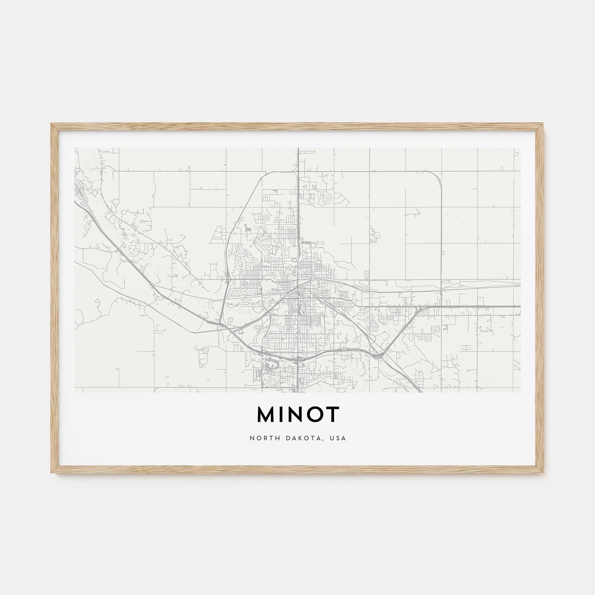 Minot Map Landscape Poster