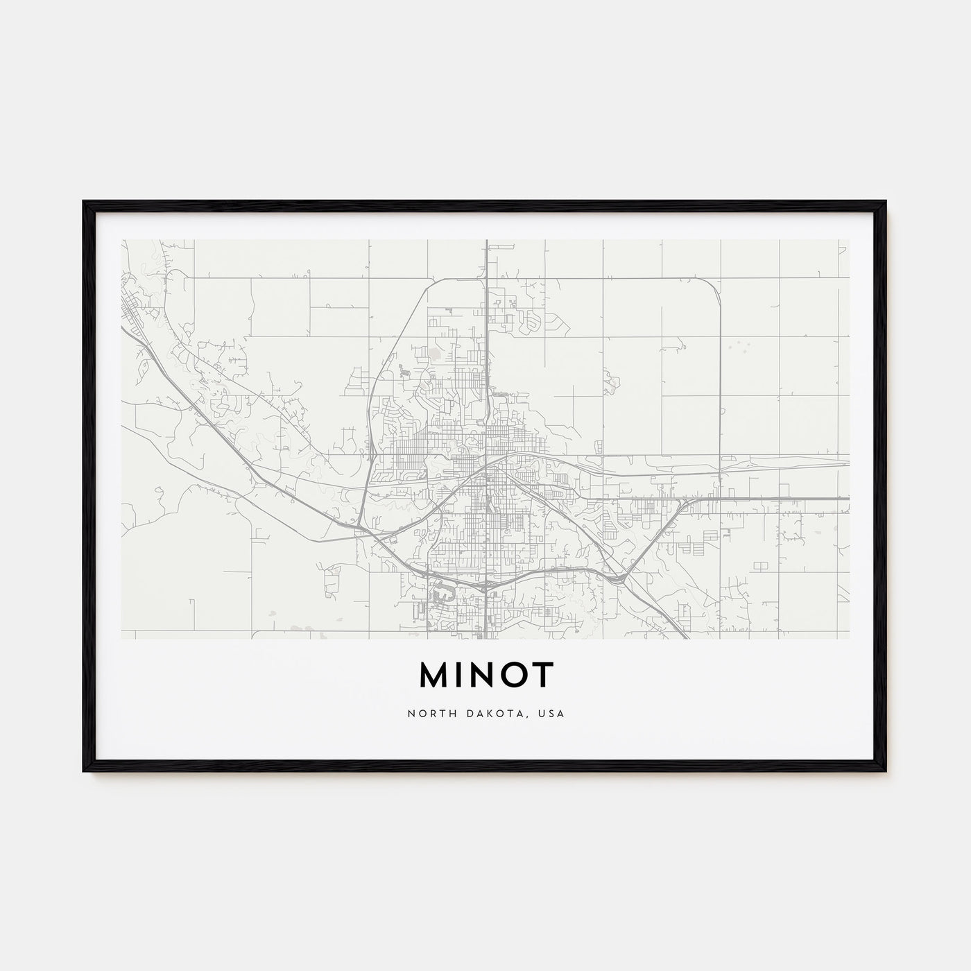 Minot Map Landscape Poster