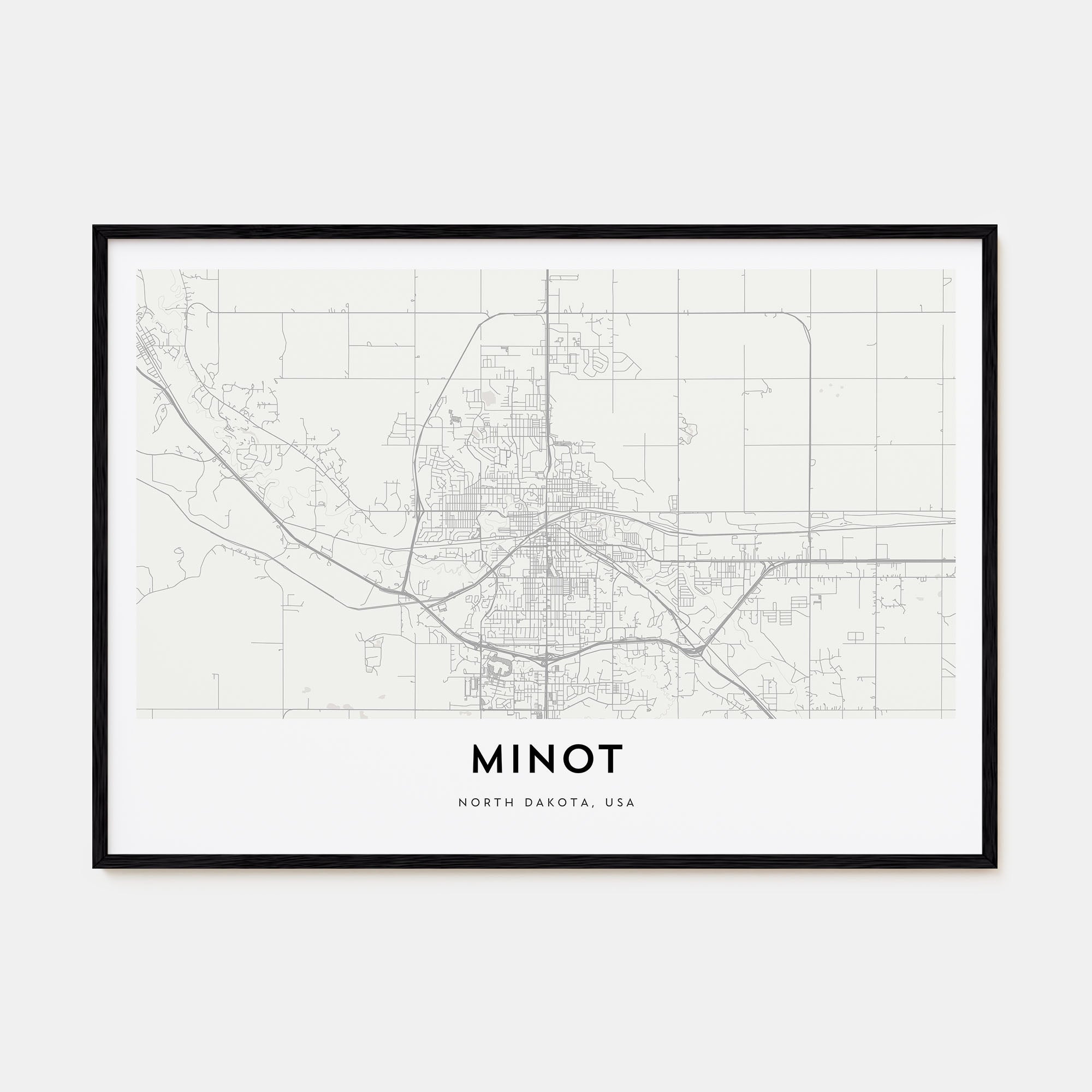 Minot Map Landscape Poster