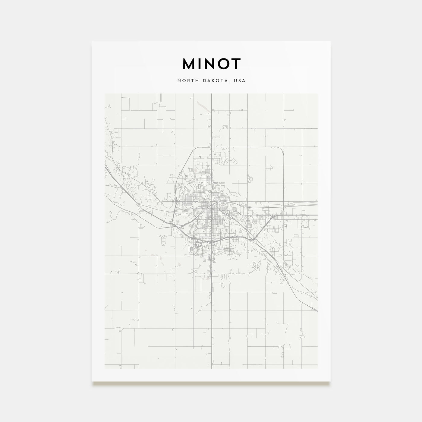 Minot Map Portrait Poster