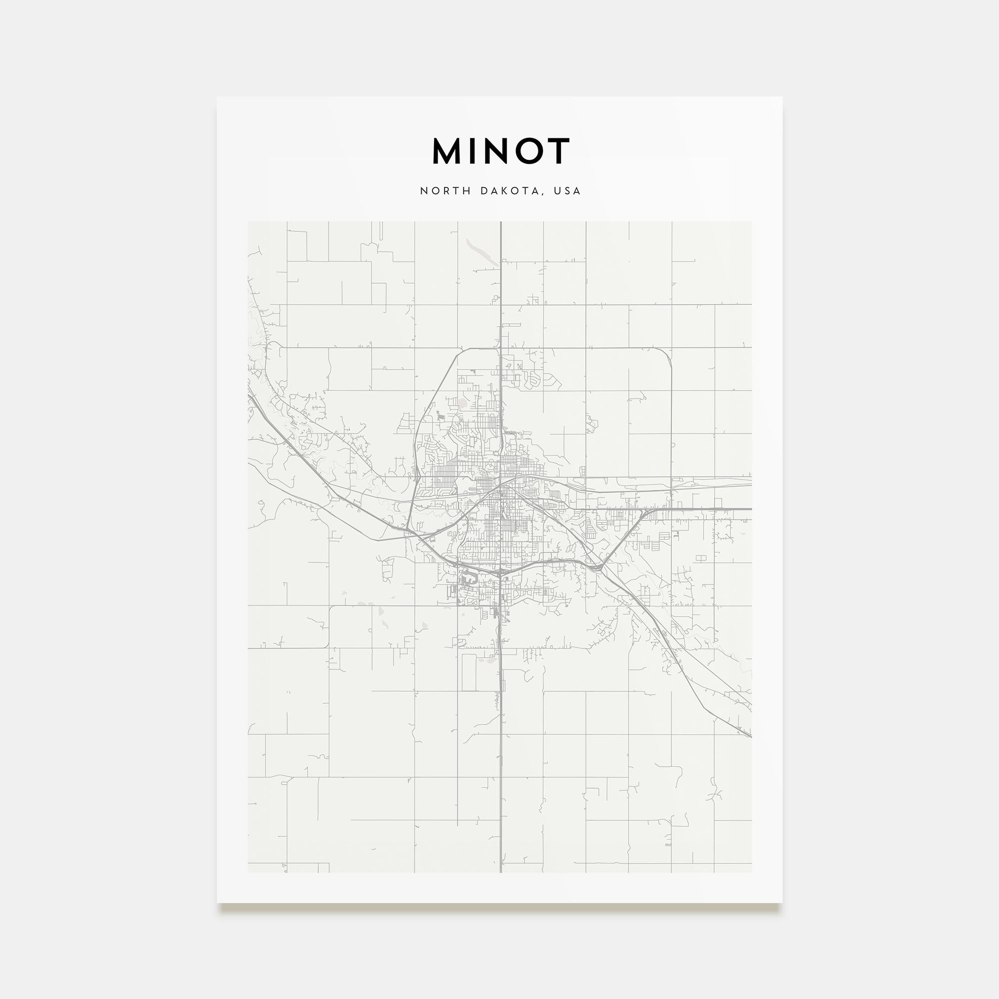 Minot Map Portrait Poster